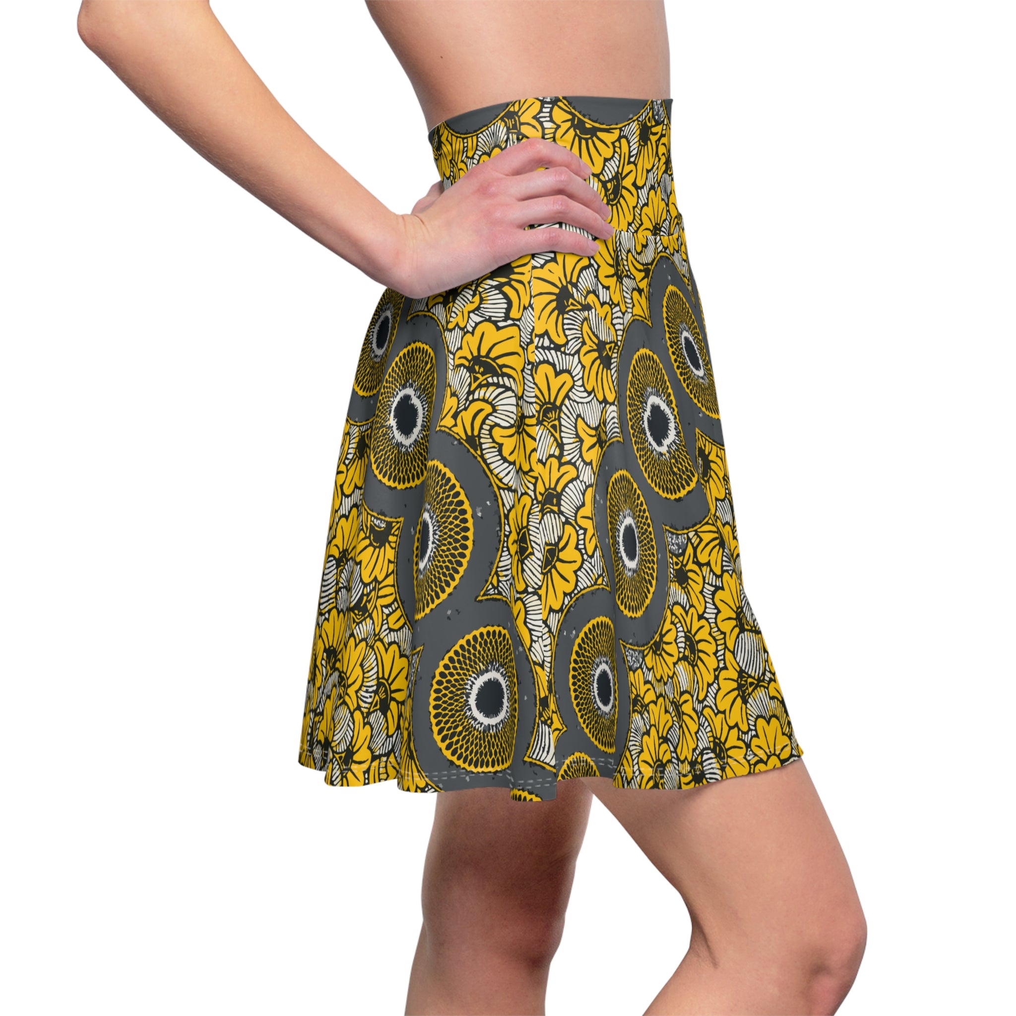 Ankara Women's Skater Skirt, African Print Flare Skirt, Colorful High Waisted Skirt, Ethnic Festival Skirt, Bohemian Fashion Apparel