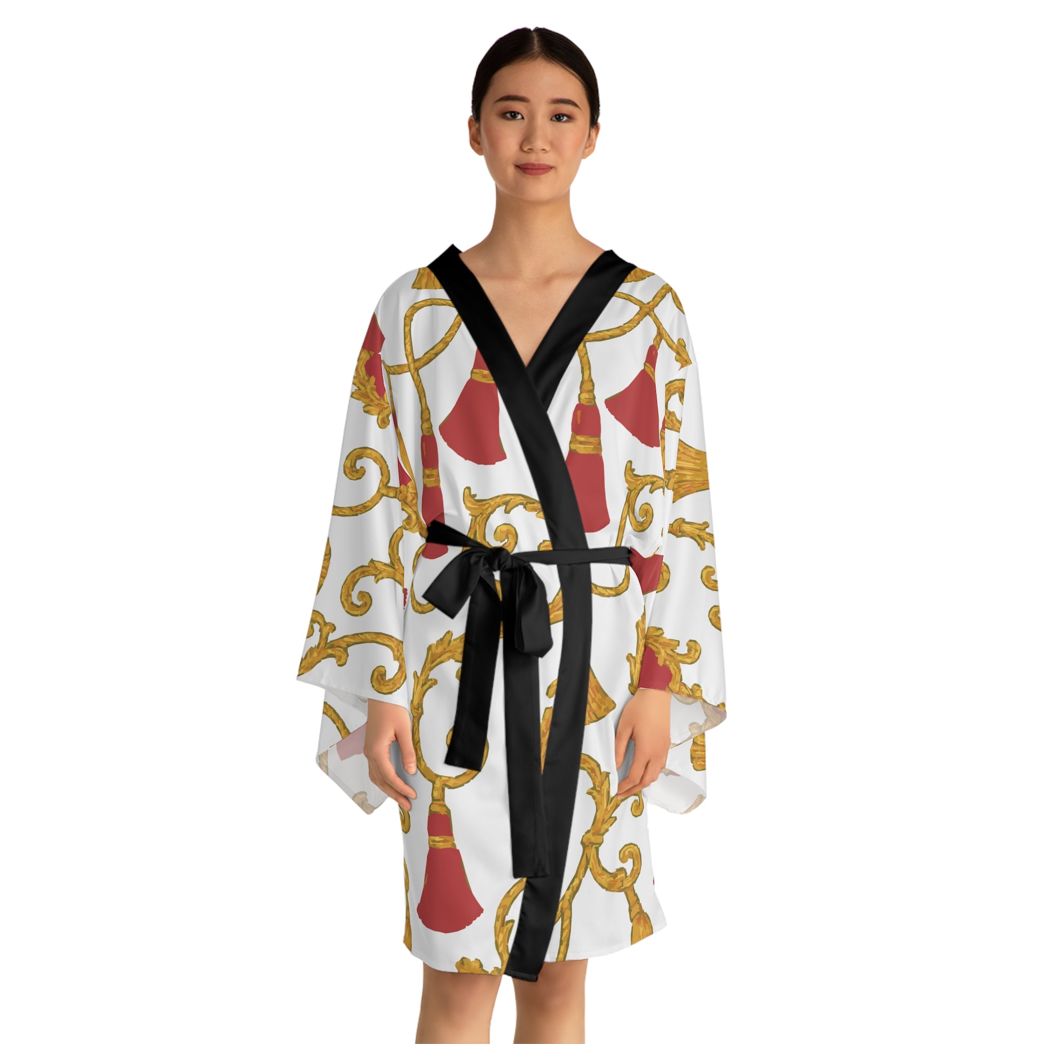 Elegant Long Sleeve Kimono Robe - Luxurious Loungewear, Cozy Gift, Fashion Statement, Stylish Homewear, Unique Design