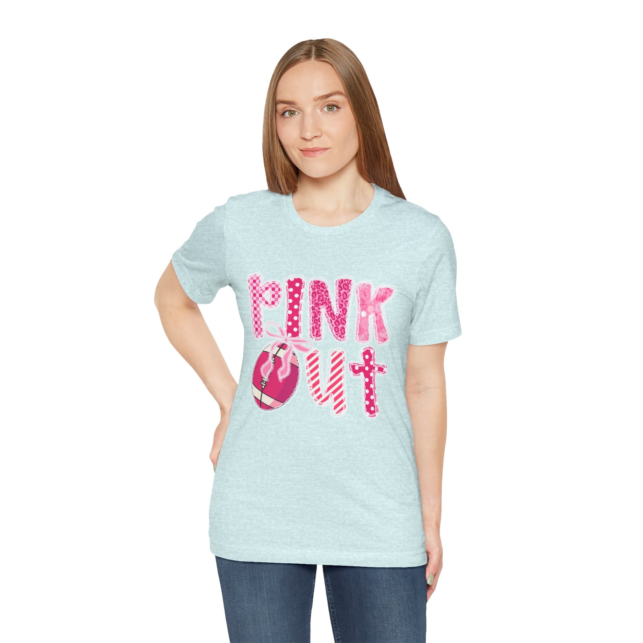 Cute Pink 'PINK OUT' Unisex Tee, Perfect for Breast Cancer Awareness, Casual Wear, Gift for Friends, Fundraising Events, or Team Spirit