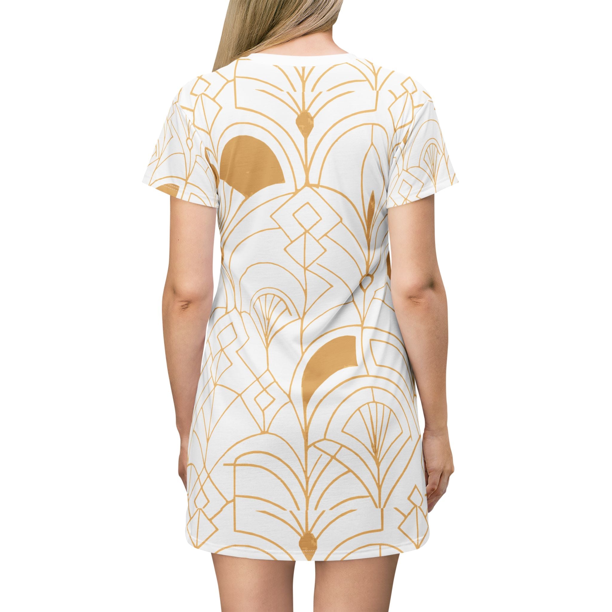 Mandala Art Deco T-Shirt Dress, Bohemian Style Dress, Casual Summer Outfit, Unique Gift, Fashionable Lounge Wear