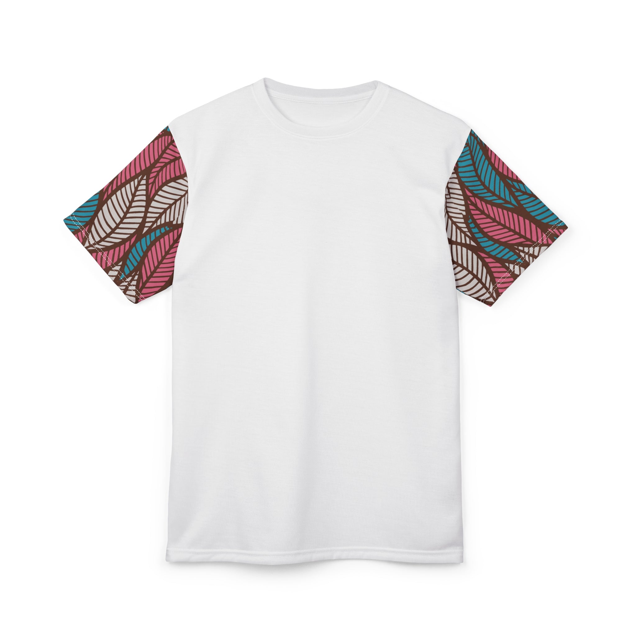 Ankara Leaf Print Tee, Unisex Cut & Sew Tee, Colorful Artwork Shirt, Casual Summer Top, Eco-Friendly Fashion, Gift for Nature Lovers