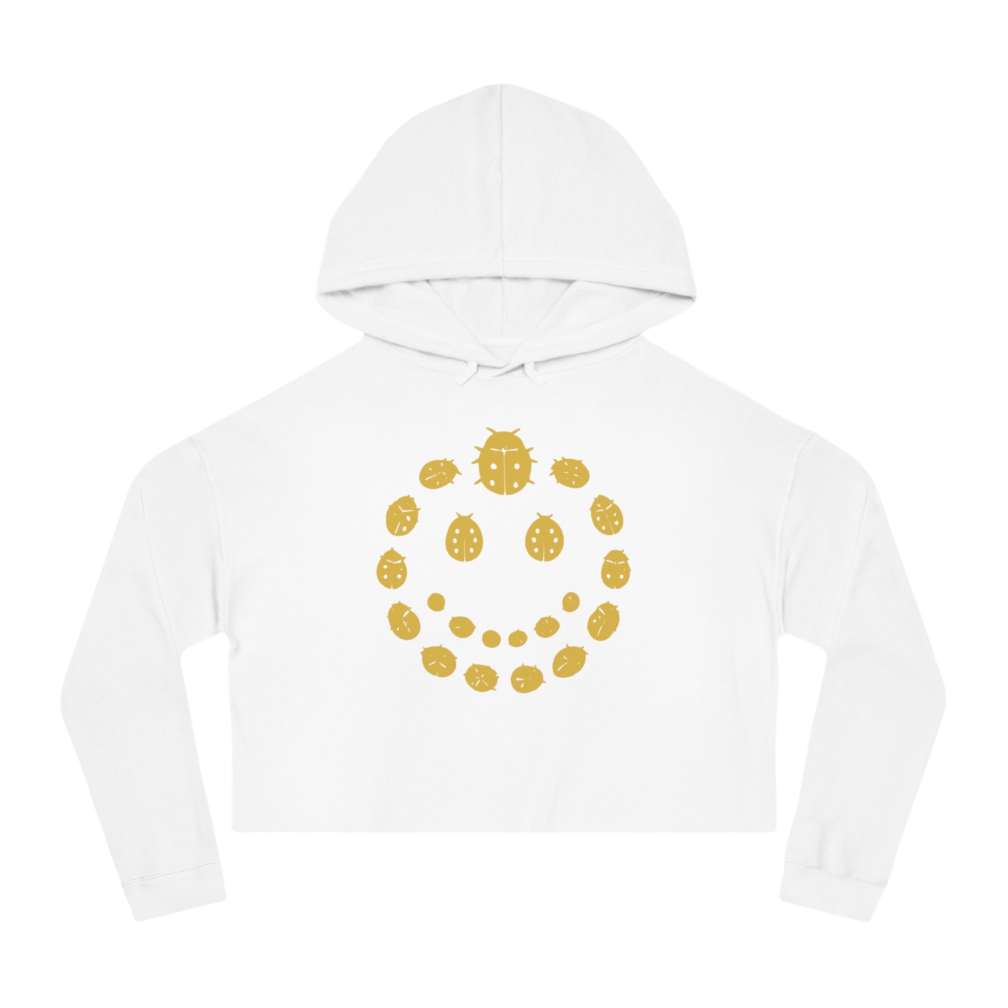 Gold Ladybug Cropped Hoodie, Trendy Women's Hoodie, Cute Casual Sweatshirt, Gift for Her, Summer Fashion, Comfortable Lifestyle