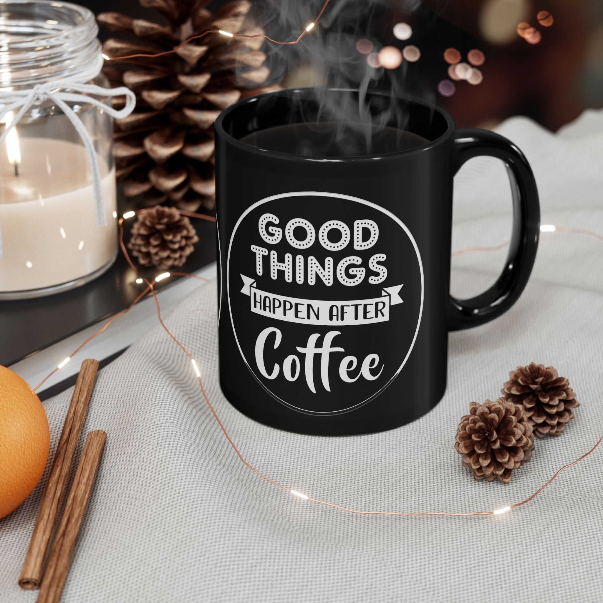 Coffee Lover's Black Mug - Perfect Gift for Coffee Addicts, Motivational Mug for Home, Office, Gift for Friends