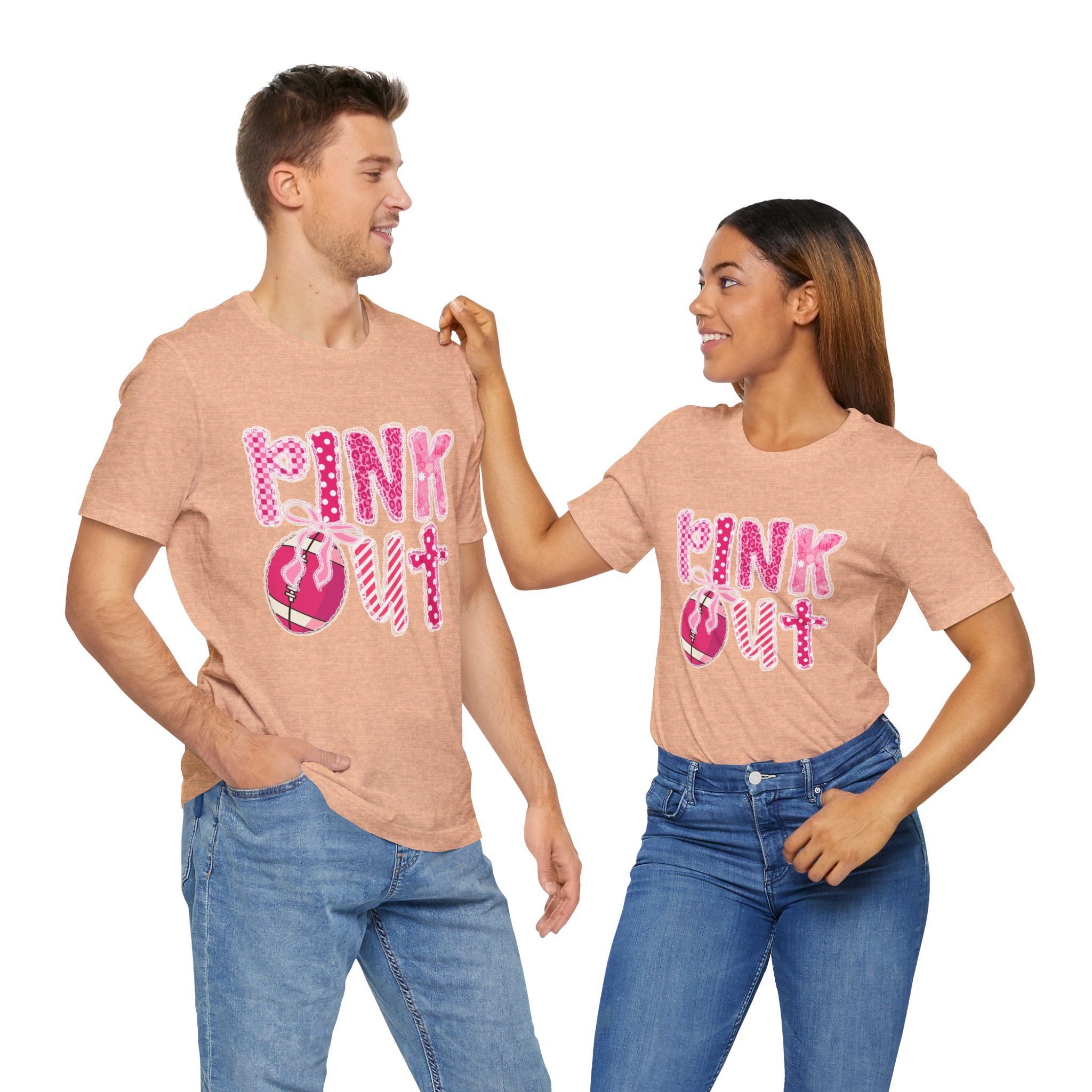 Cute Pink 'PINK OUT' Unisex Tee, Perfect for Breast Cancer Awareness, Casual Wear, Gift for Friends, Fundraising Events, or Team Spirit