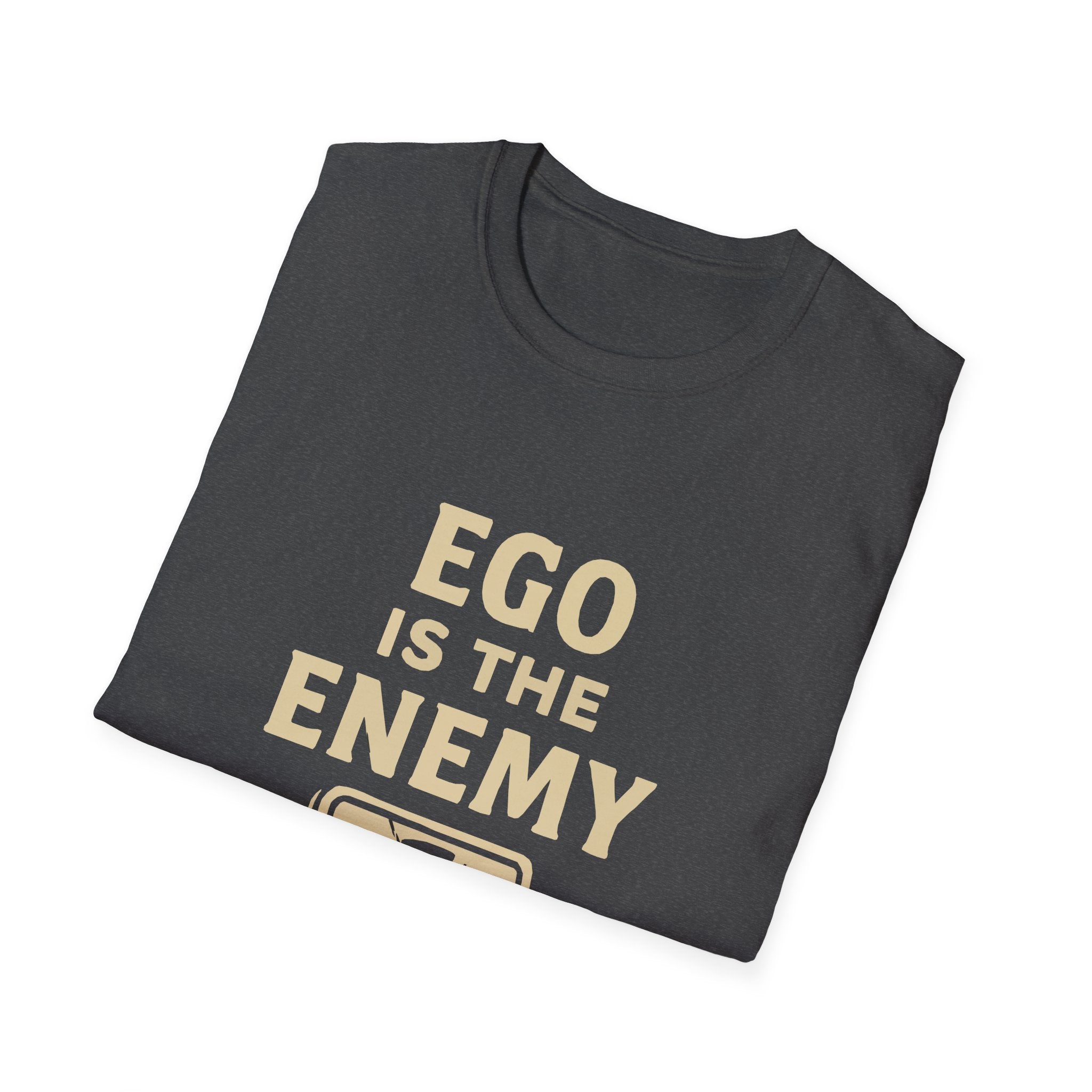 Ego Is The Enemy Unisex Softstyle Tee, Inspirational Graphic Shirt, Motivational Quote Top, Self-Development Apparel, Minimalist T-Shirt,