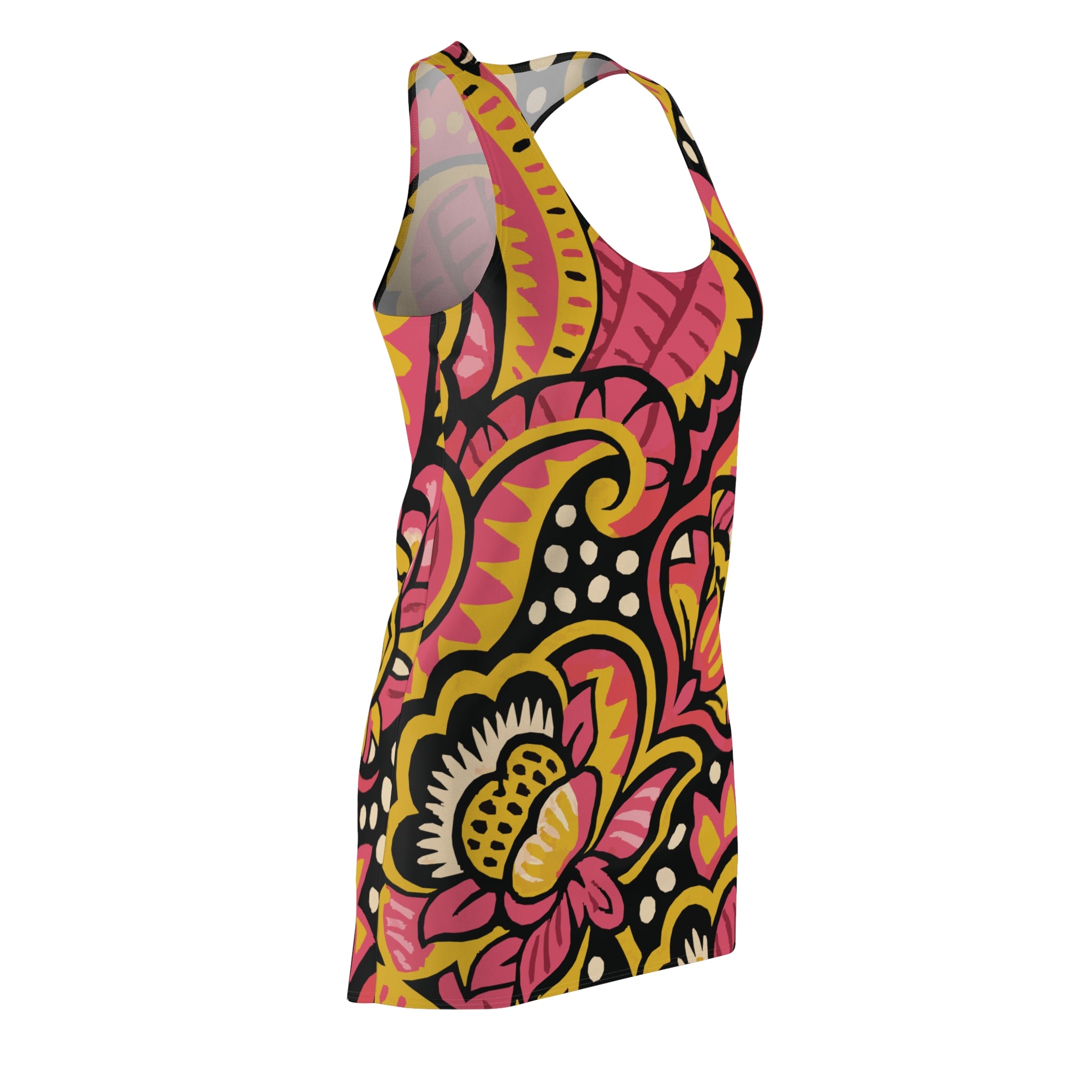 Vibrant Floral Racerback Dress, Perfect for Summer Days, Beach Wear, Festivals, Casual Outfits, Bohemian Fashion