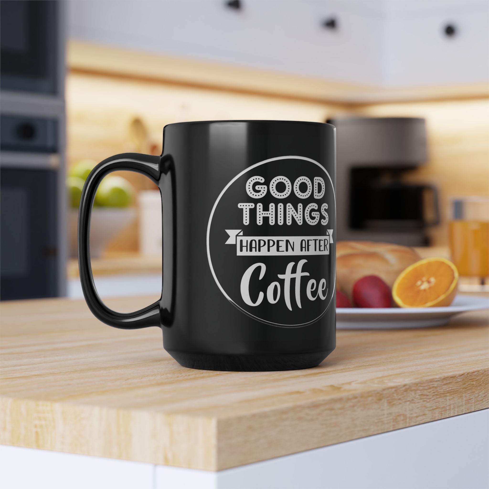 Coffee Lover's Black Mug - Perfect Gift for Coffee Addicts, Motivational Mug for Home, Office, Gift for Friends