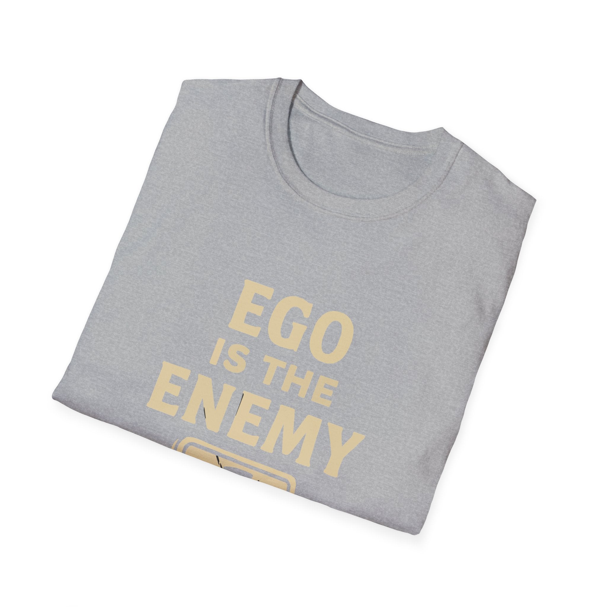 Ego Is The Enemy Unisex Softstyle Tee, Inspirational Graphic Shirt, Motivational Quote Top, Self-Development Apparel, Minimalist T-Shirt,