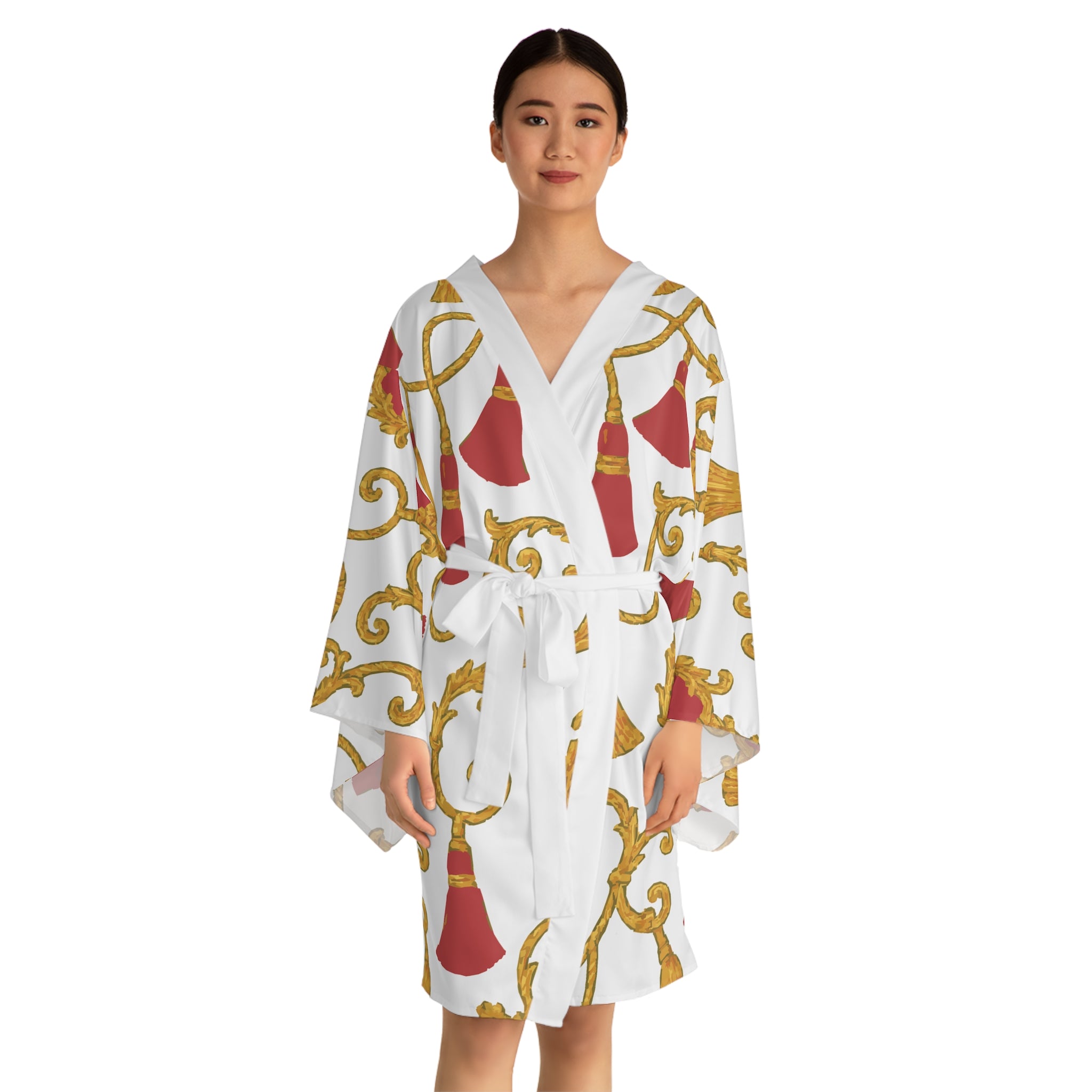 Elegant Long Sleeve Kimono Robe - Luxurious Loungewear, Cozy Gift, Fashion Statement, Stylish Homewear, Unique Design