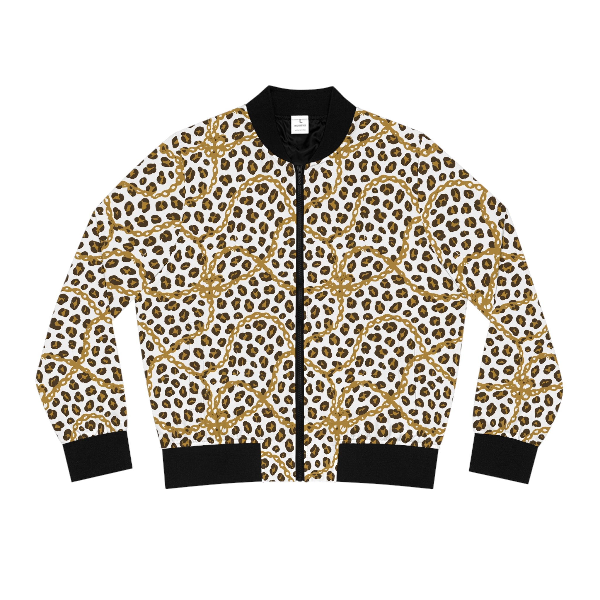 Chic Leopard Print Women's Bomber Jacket, Animal Print Outerwear, Trendy Fashion Jacket, Stylish Layering Piece, Great for Casual Outfits