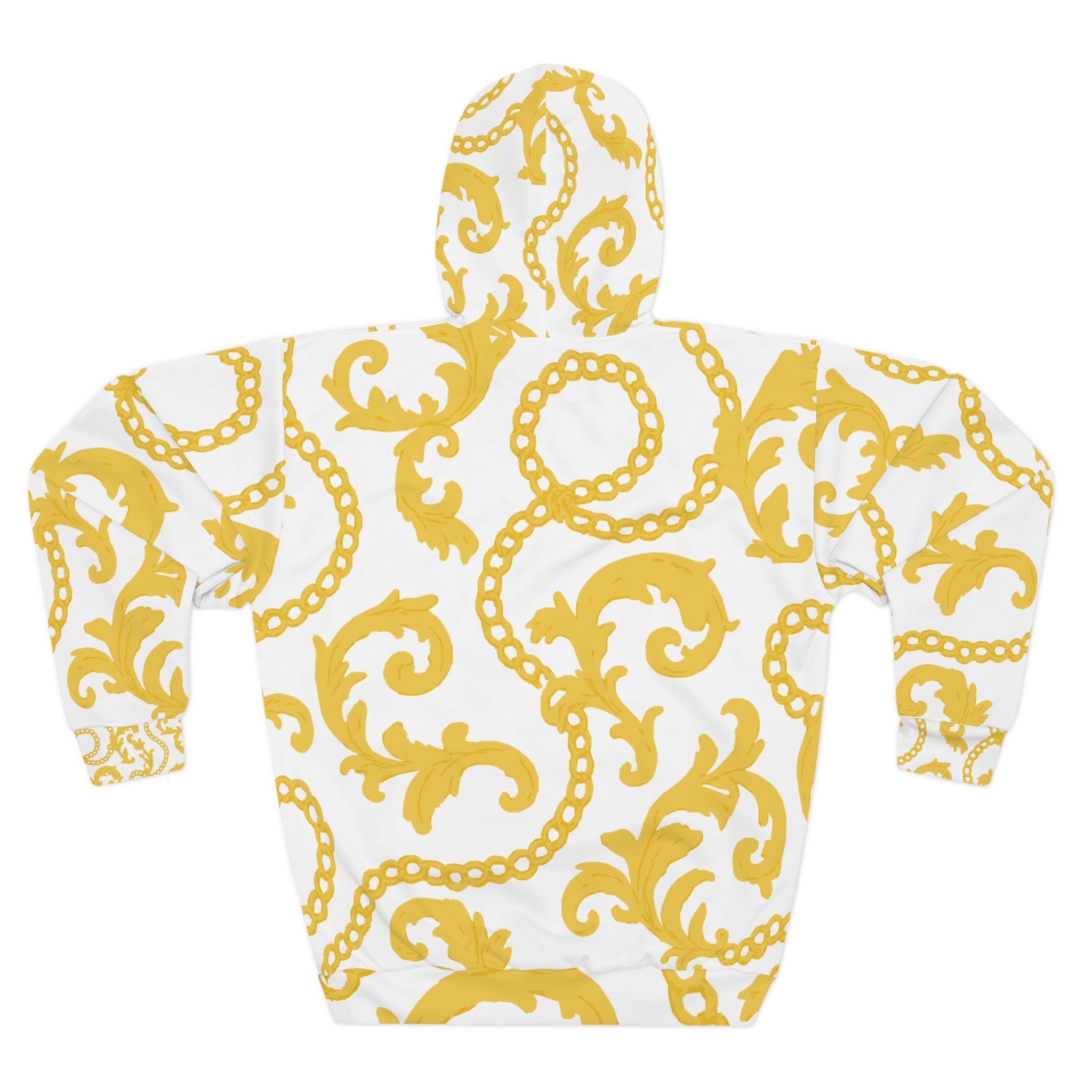Stylish Yellow Patterned Unisex Pullover Hoodie, AOP Hoodie, Gift for Her, Cozy Fall Layering, Fashionable Streetwear, Lounge Wear