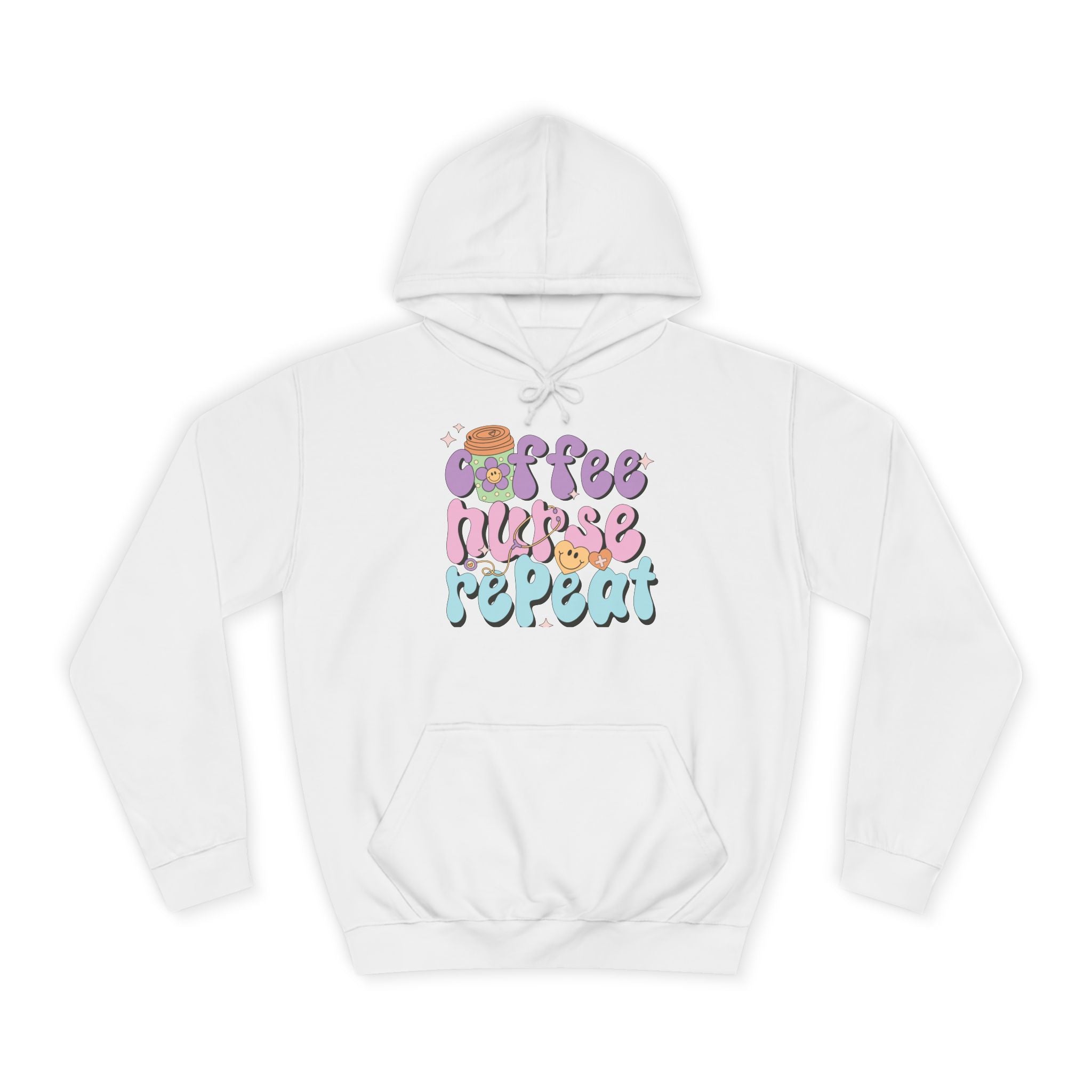 Coffee Nurse Repeat Hoodie - Cozy Gift for Nurses, College Wear, Everyday Comfort, Nursing School, Cute Casual Apparel