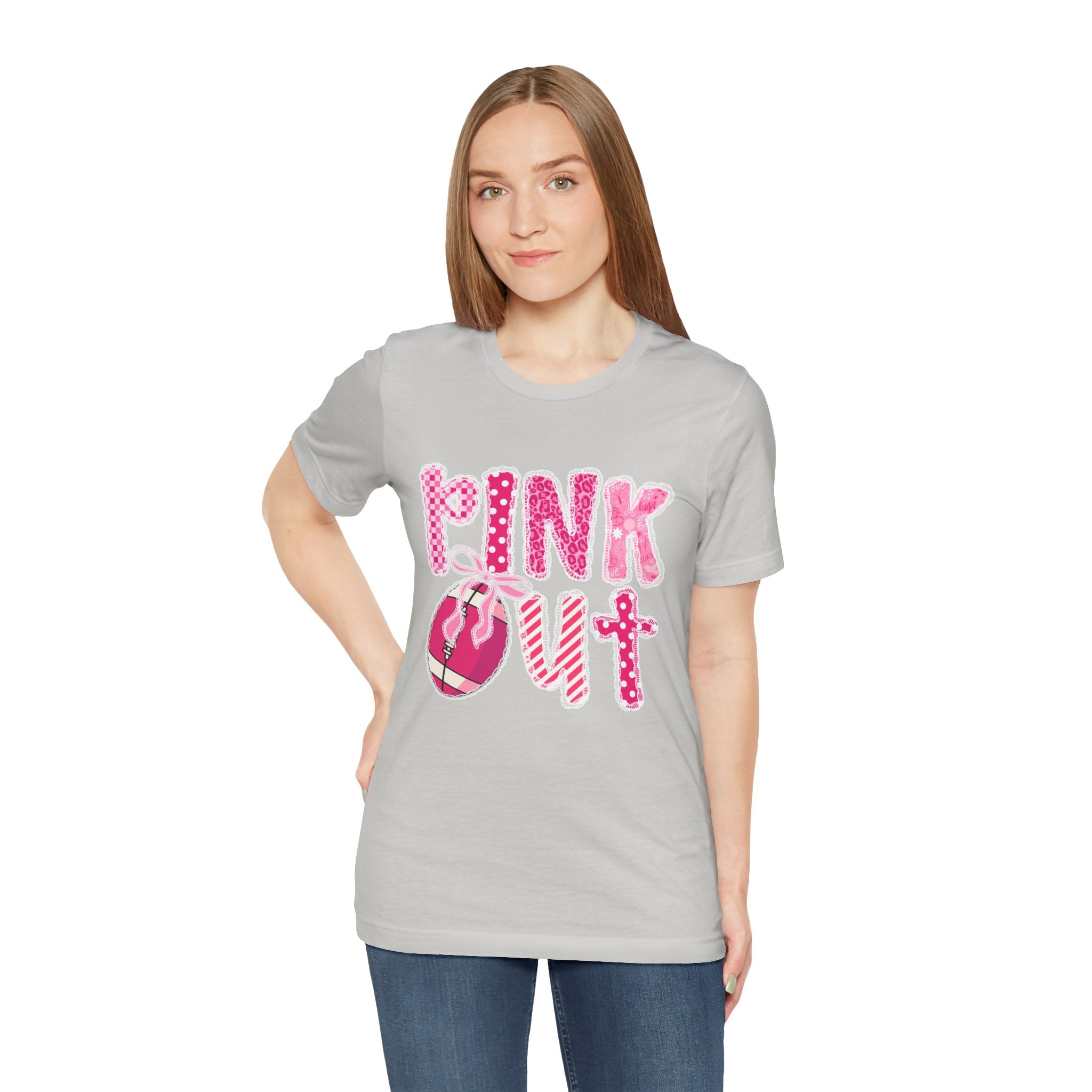 Cute Pink 'PINK OUT' Unisex Tee, Perfect for Breast Cancer Awareness, Casual Wear, Gift for Friends, Fundraising Events, or Team Spirit