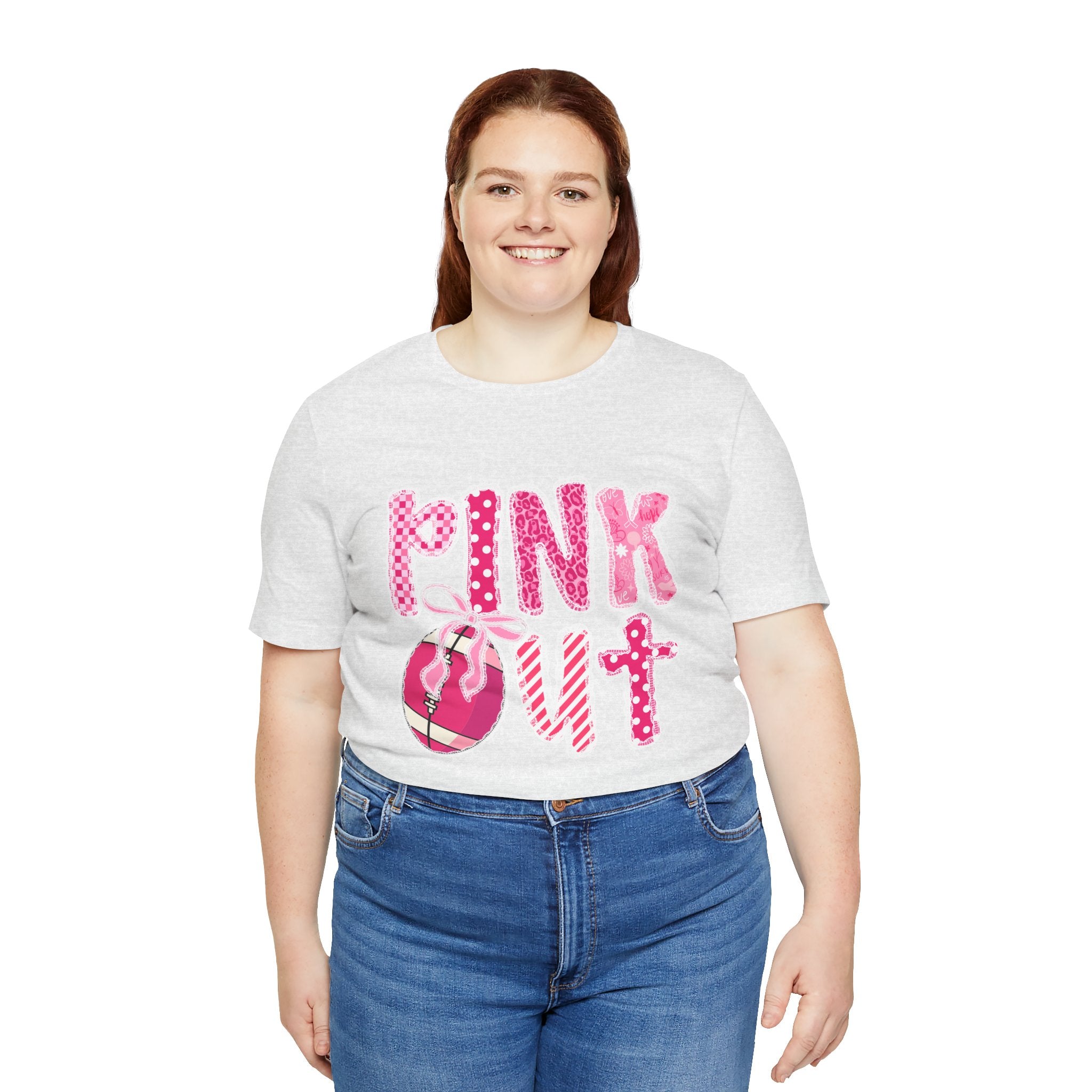 Cute Pink 'PINK OUT' Unisex Tee, Perfect for Breast Cancer Awareness, Casual Wear, Gift for Friends, Fundraising Events, or Team Spirit