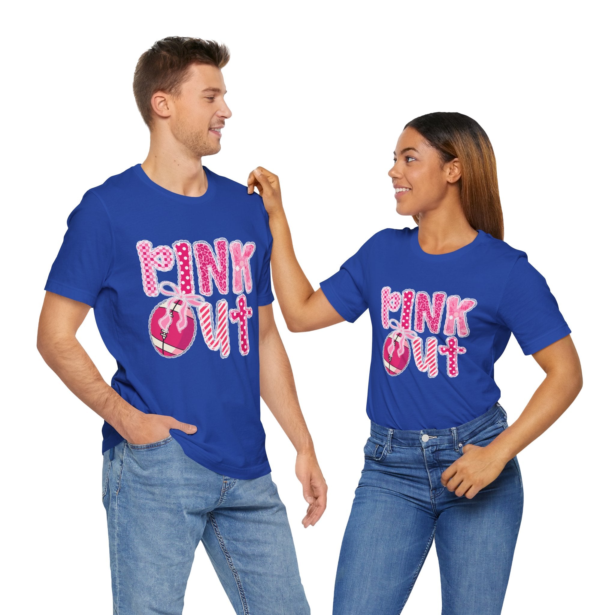 Cute Pink 'PINK OUT' Unisex Tee, Perfect for Breast Cancer Awareness, Casual Wear, Gift for Friends, Fundraising Events, or Team Spirit