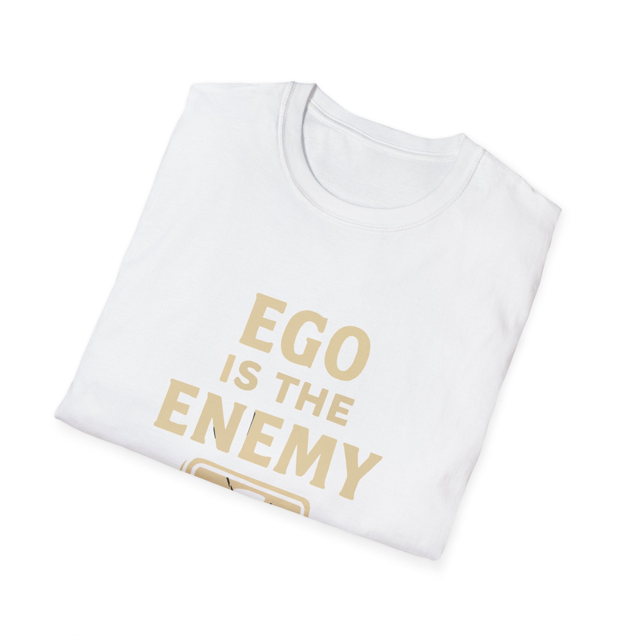 Ego Is The Enemy Unisex Softstyle Tee, Inspirational Graphic Shirt, Motivational Quote Top, Self-Development Apparel, Minimalist T-Shirt,