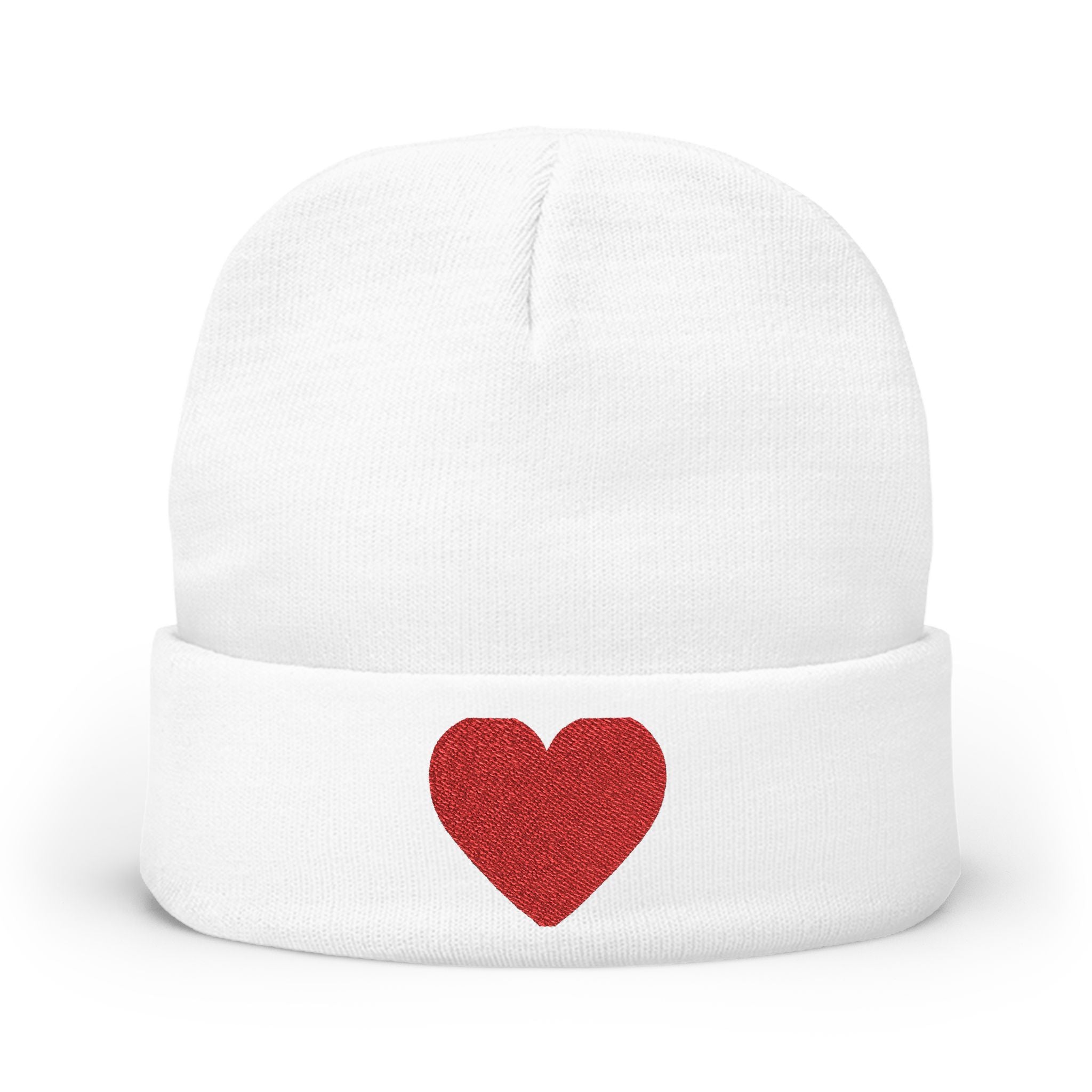 Embroidered Heart Knit Beanie, Cozy Winter Hat, Gift for Her, Cute Accessory, Trendy Beanie, Valentine's Day Style