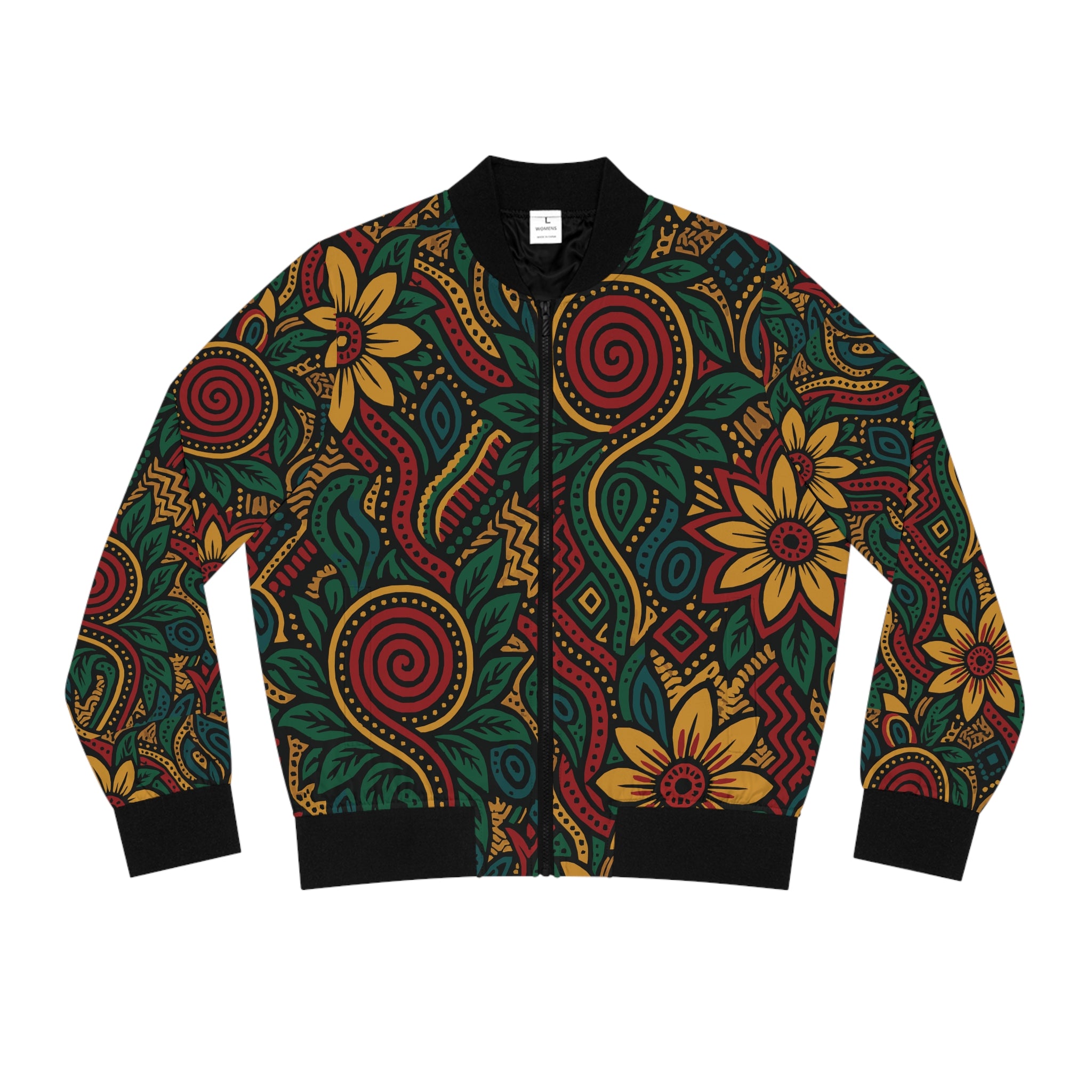 Ankara Women's Bomber Jacket, Floral Zip-Up, Trendy Casual Jacket, Statement Piece, Spring Style, Gift for Her