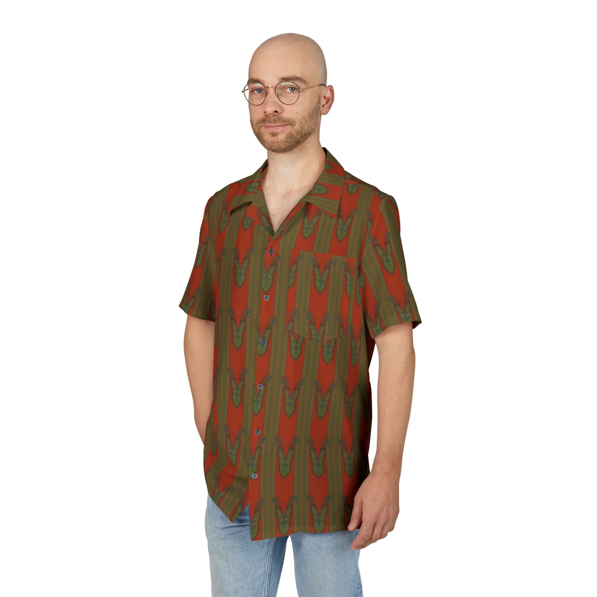 Dashiki Shirt, African Print, Unisex Button-Down, Tribal Top, Hawaiian Tee, Festival Clothing