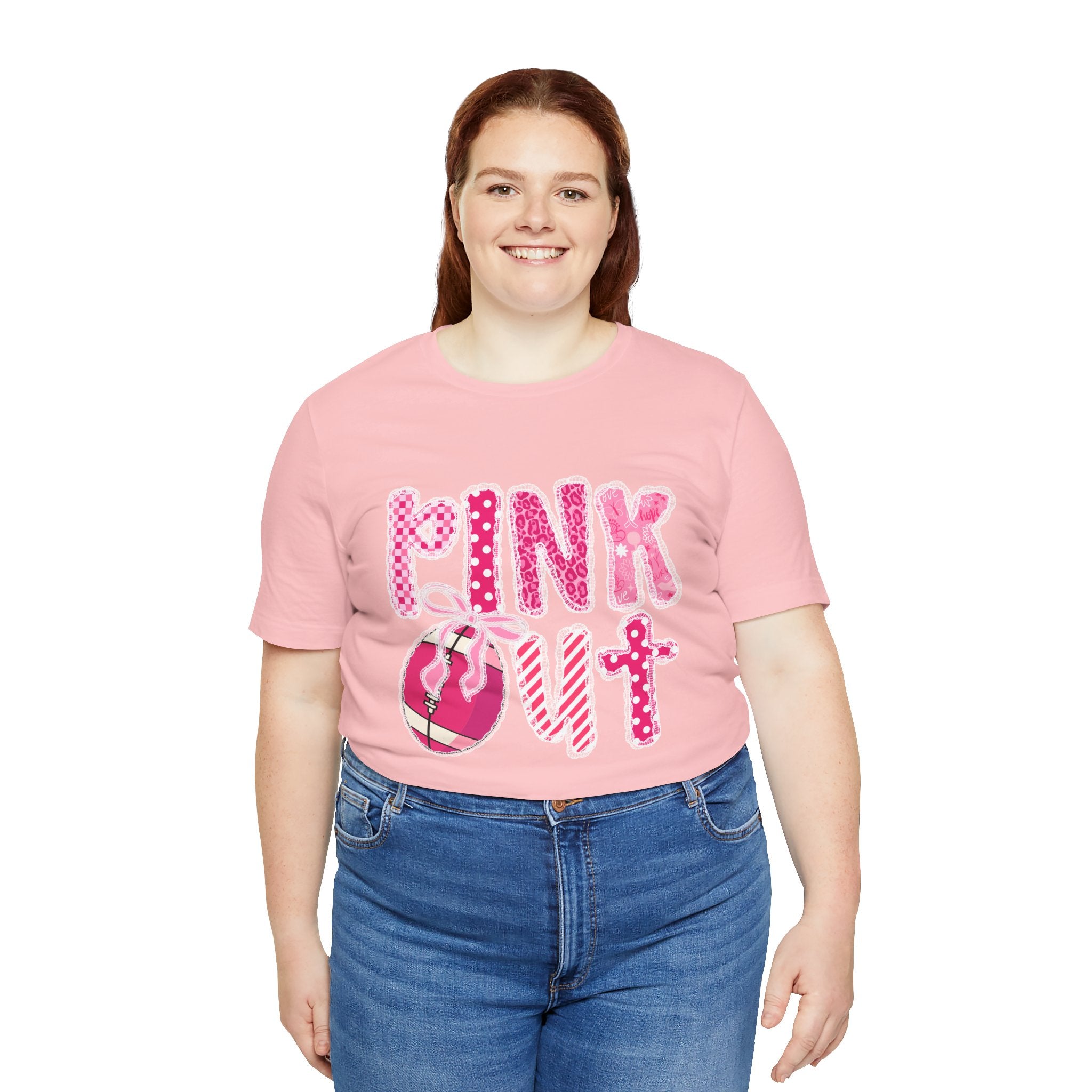 Cute Pink 'PINK OUT' Unisex Tee, Perfect for Breast Cancer Awareness, Casual Wear, Gift for Friends, Fundraising Events, or Team Spirit