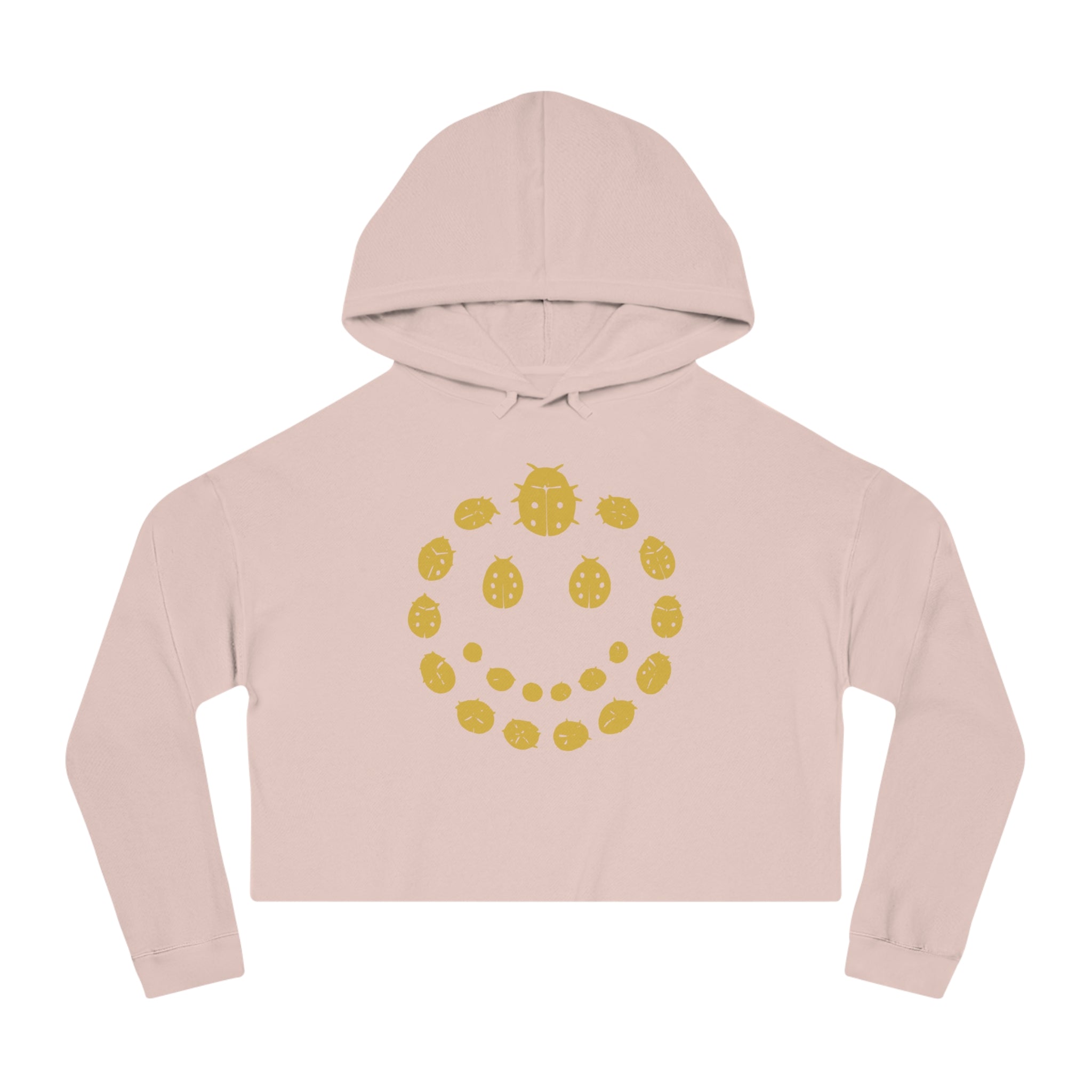 Gold Ladybug Cropped Hoodie, Trendy Women's Hoodie, Cute Casual Sweatshirt, Gift for Her, Summer Fashion, Comfortable Lifestyle