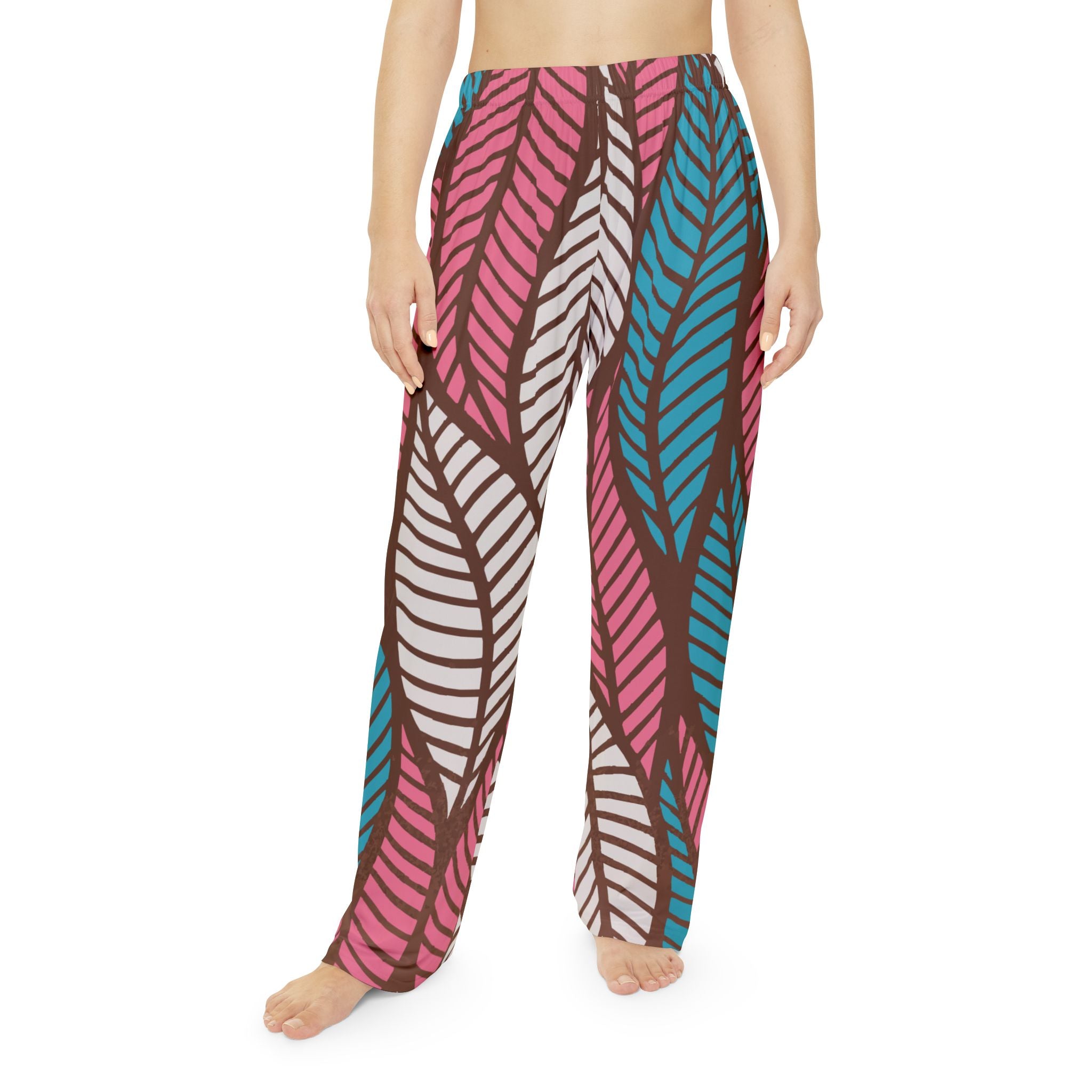 Ankara Leaf Print Women's Pajama Pants, Cozy Sleepwear, Loungewear, Gift for Her, Relaxation Pants, Holiday Fashion