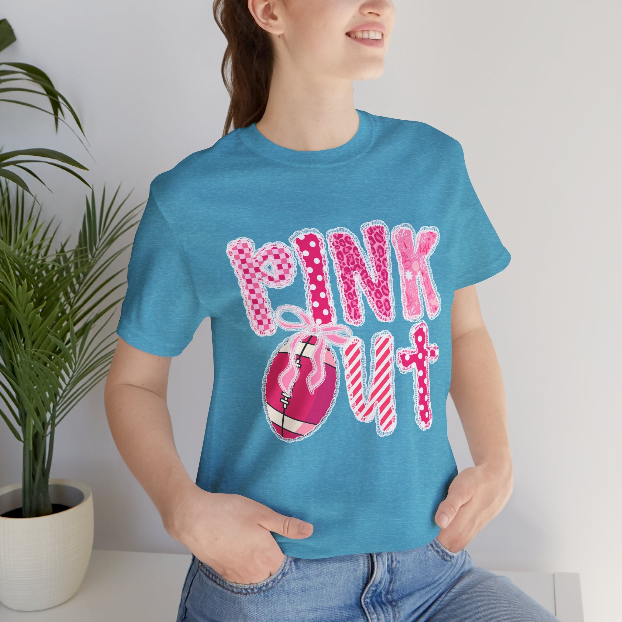 Cute Pink 'PINK OUT' Unisex Tee, Perfect for Breast Cancer Awareness, Casual Wear, Gift for Friends, Fundraising Events, or Team Spirit