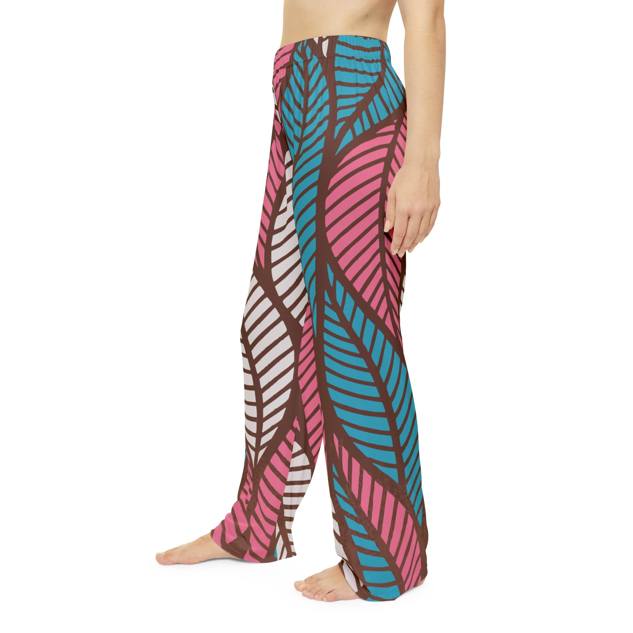 Ankara Leaf Print Women's Pajama Pants, Cozy Sleepwear, Loungewear, Gift for Her, Relaxation Pants, Holiday Fashion