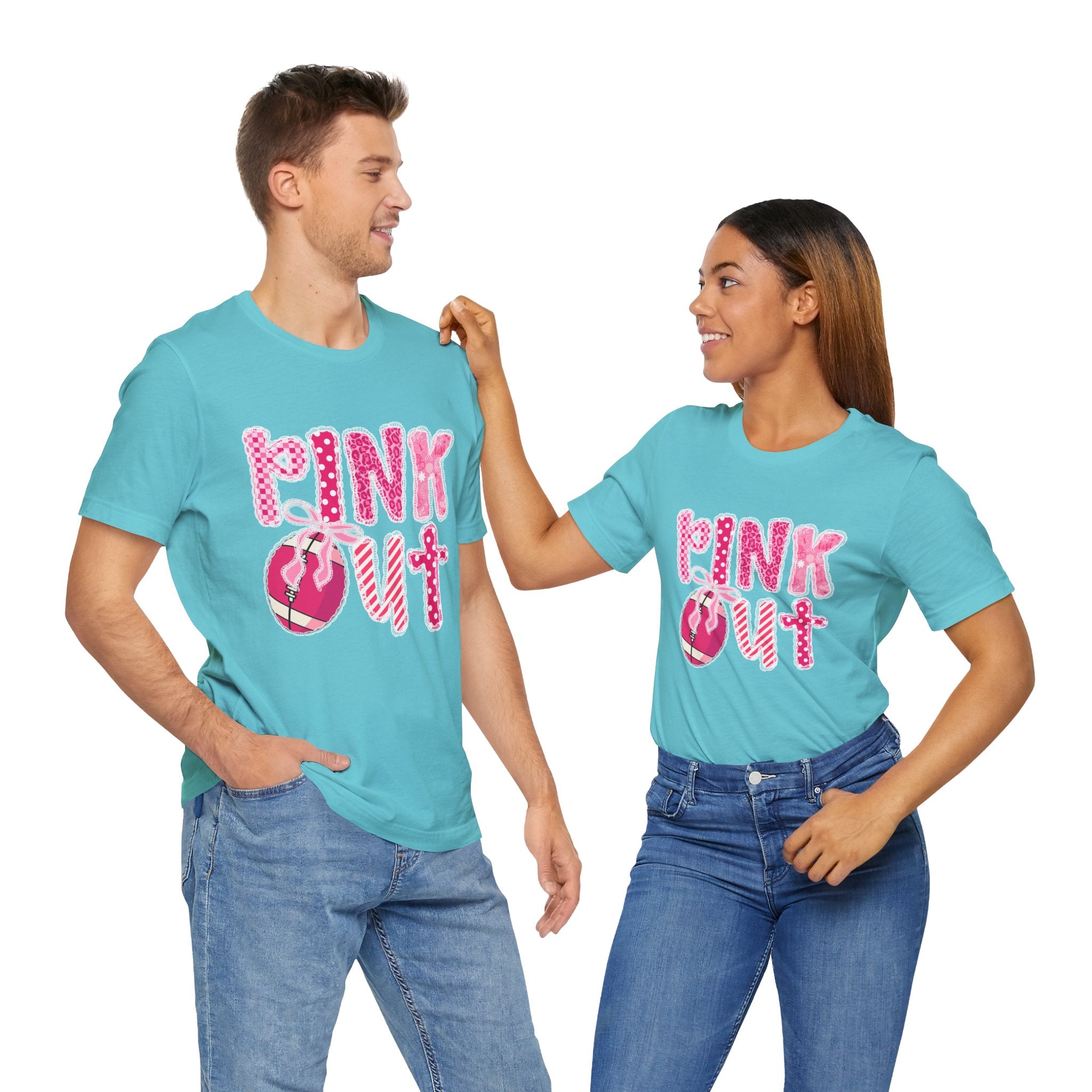 Cute Pink 'PINK OUT' Unisex Tee, Perfect for Breast Cancer Awareness, Casual Wear, Gift for Friends, Fundraising Events, or Team Spirit