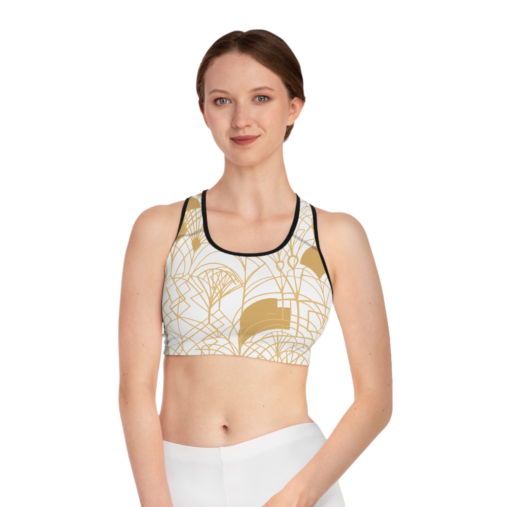 Golden Geometric Sports Bra