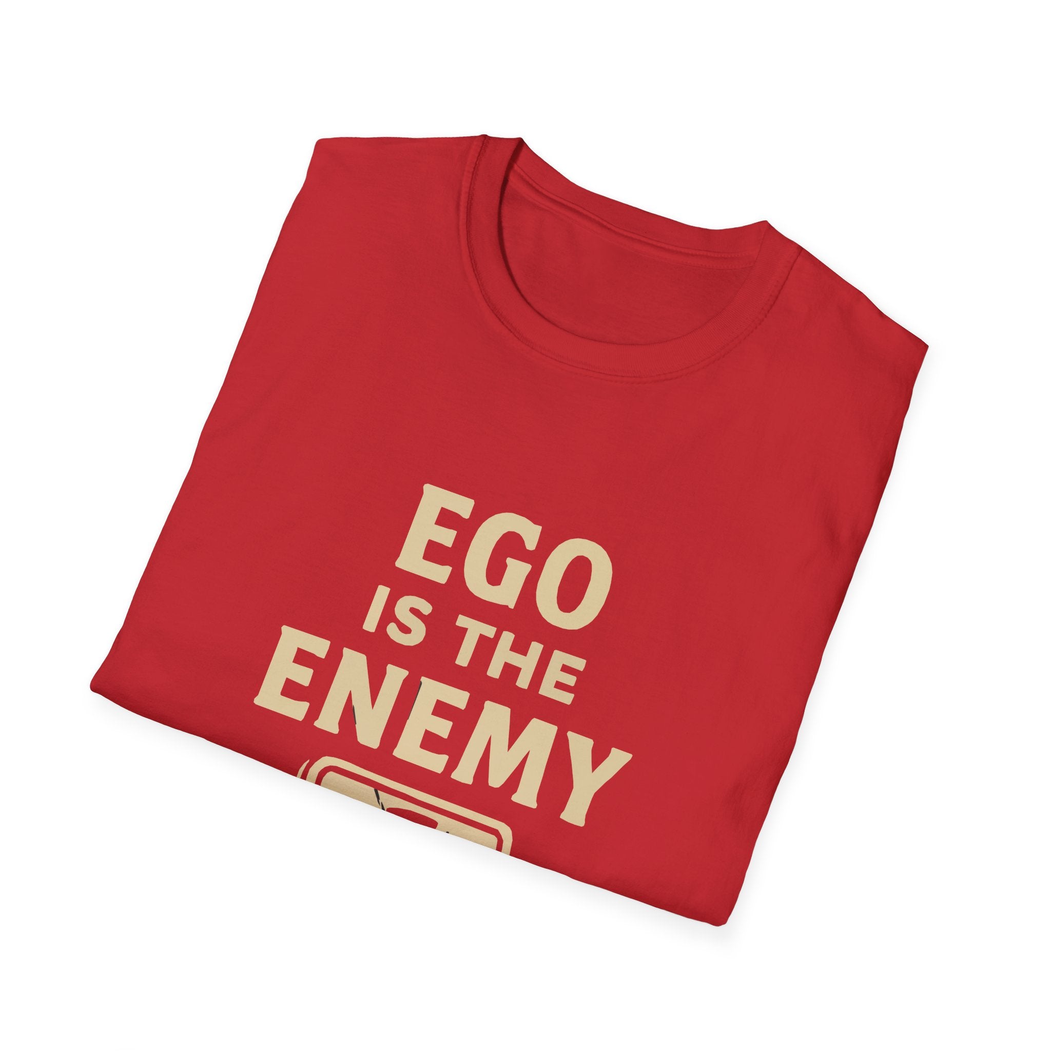 Ego Is The Enemy Unisex Softstyle Tee, Inspirational Graphic Shirt, Motivational Quote Top, Self-Development Apparel, Minimalist T-Shirt,