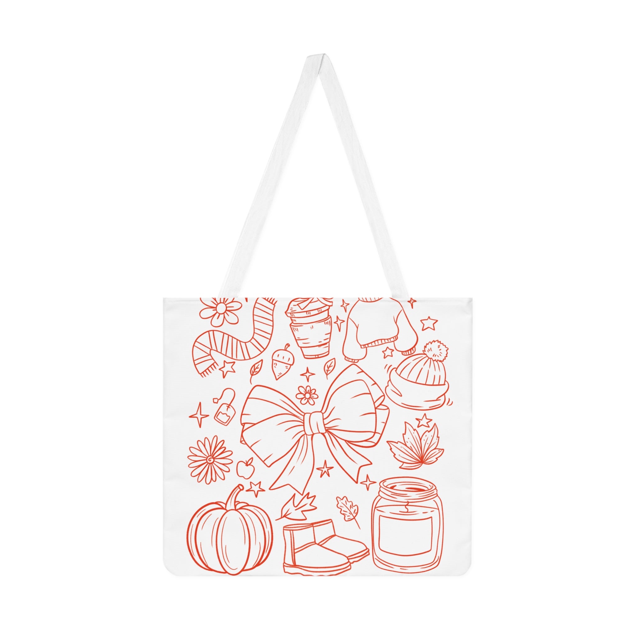 Autumn Vibes Shoulder Tote Bag, Cozy Fall Tote, Seasonal Shopping Bag, Gift for Her, Trendy AOP Bag