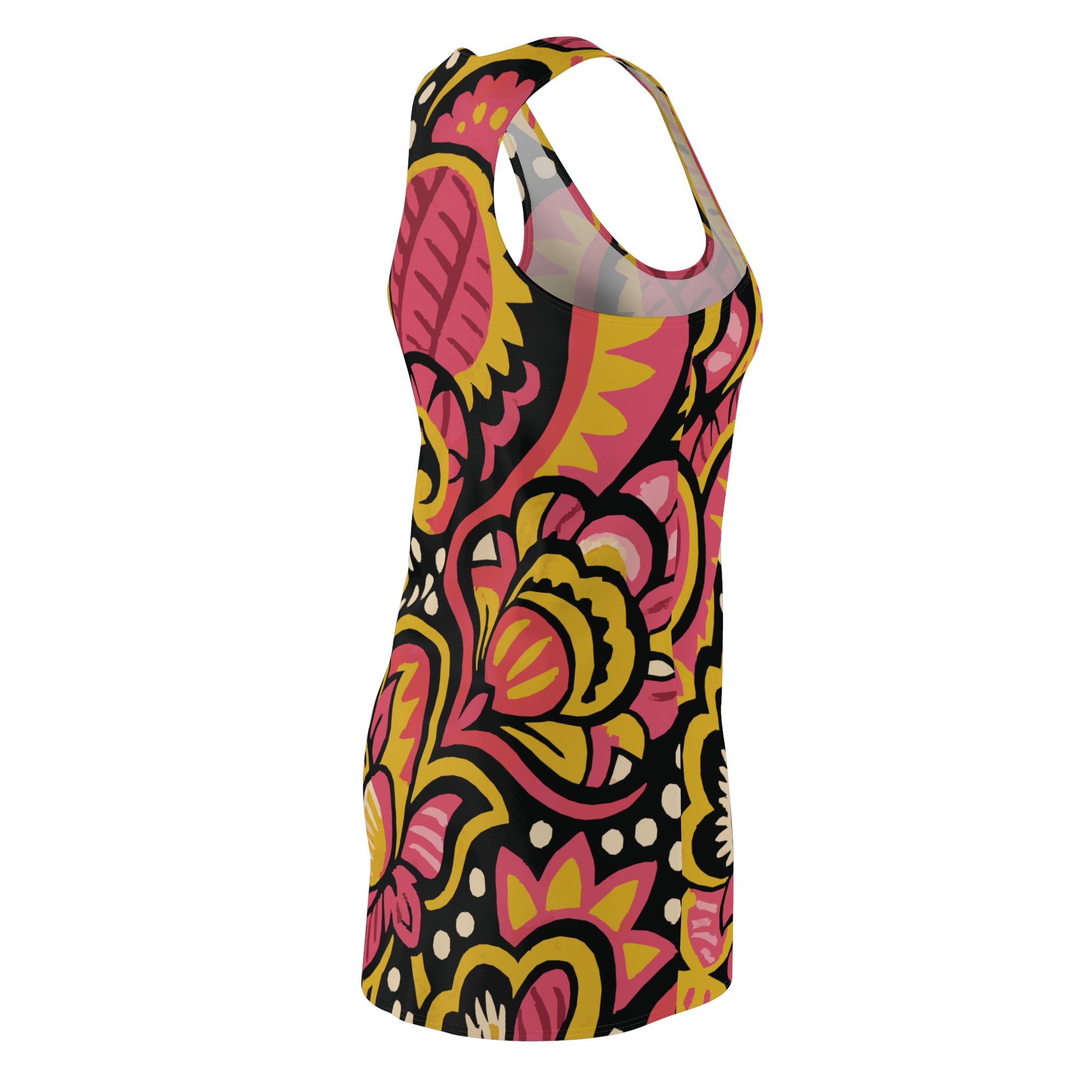 Vibrant Floral Racerback Dress, Perfect for Summer Days, Beach Wear, Festivals, Casual Outfits, Bohemian Fashion