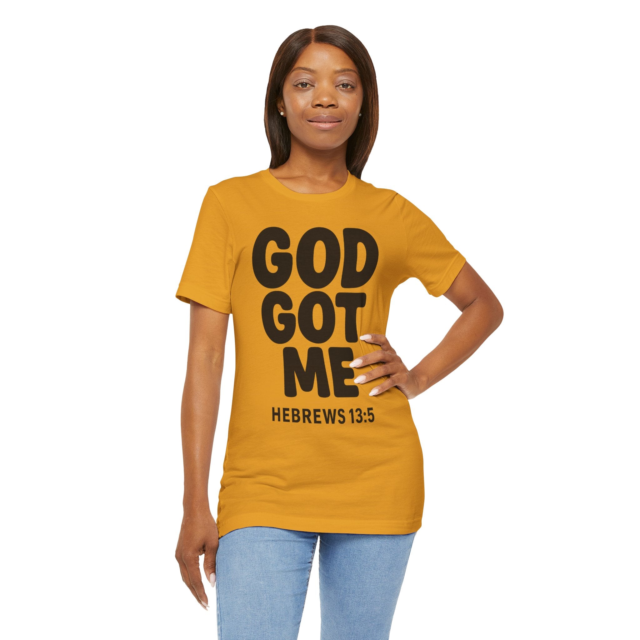 GOD GOT ME Religious T-Shirt, Christian Design. Clothing, Inspirational Tee, Faith Shirt, Unisex Jersey Short Sleeve Tee with