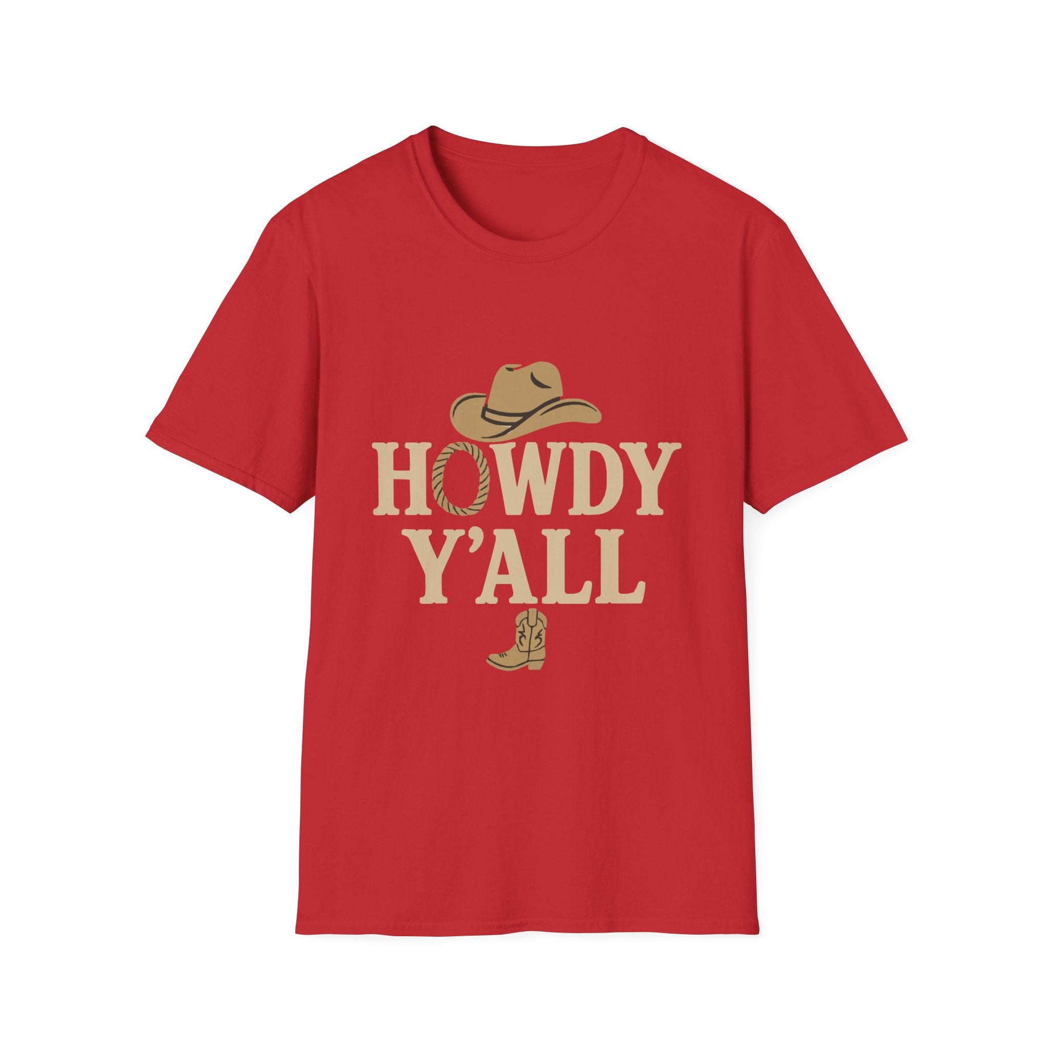 Howdy Y'all Western T-Shirt, Cowboy Tee, Country Music Shirt, Gift for Cowpoke, Unisex Softstyle Shirt