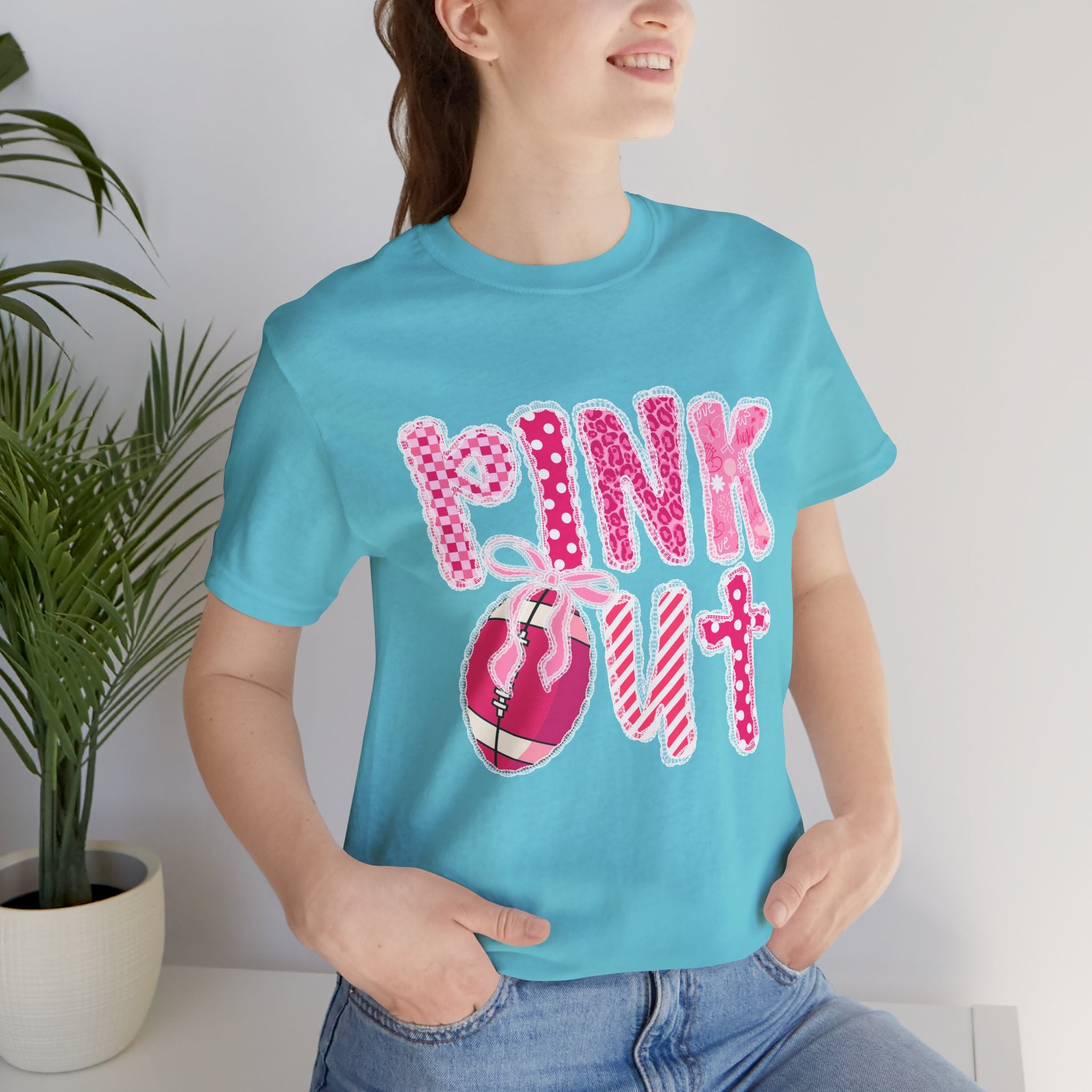 Cute Pink 'PINK OUT' Unisex Tee, Perfect for Breast Cancer Awareness, Casual Wear, Gift for Friends, Fundraising Events, or Team Spirit