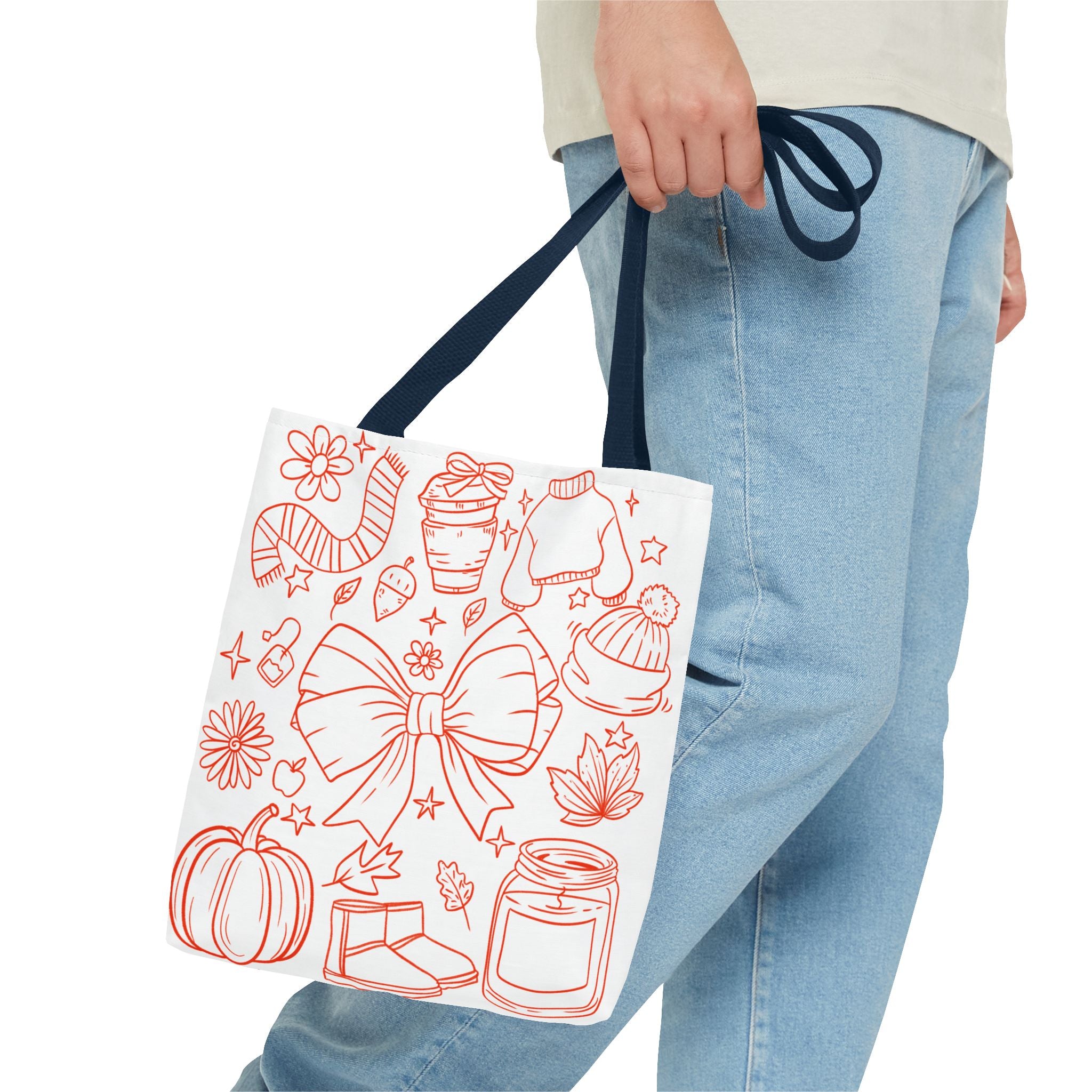 Cozy Fall Tote Bag, Autumn Aesthetic Carry-All, Cute Gift for Her, Shopping Bag, Halloween & Thanksgiving Essential