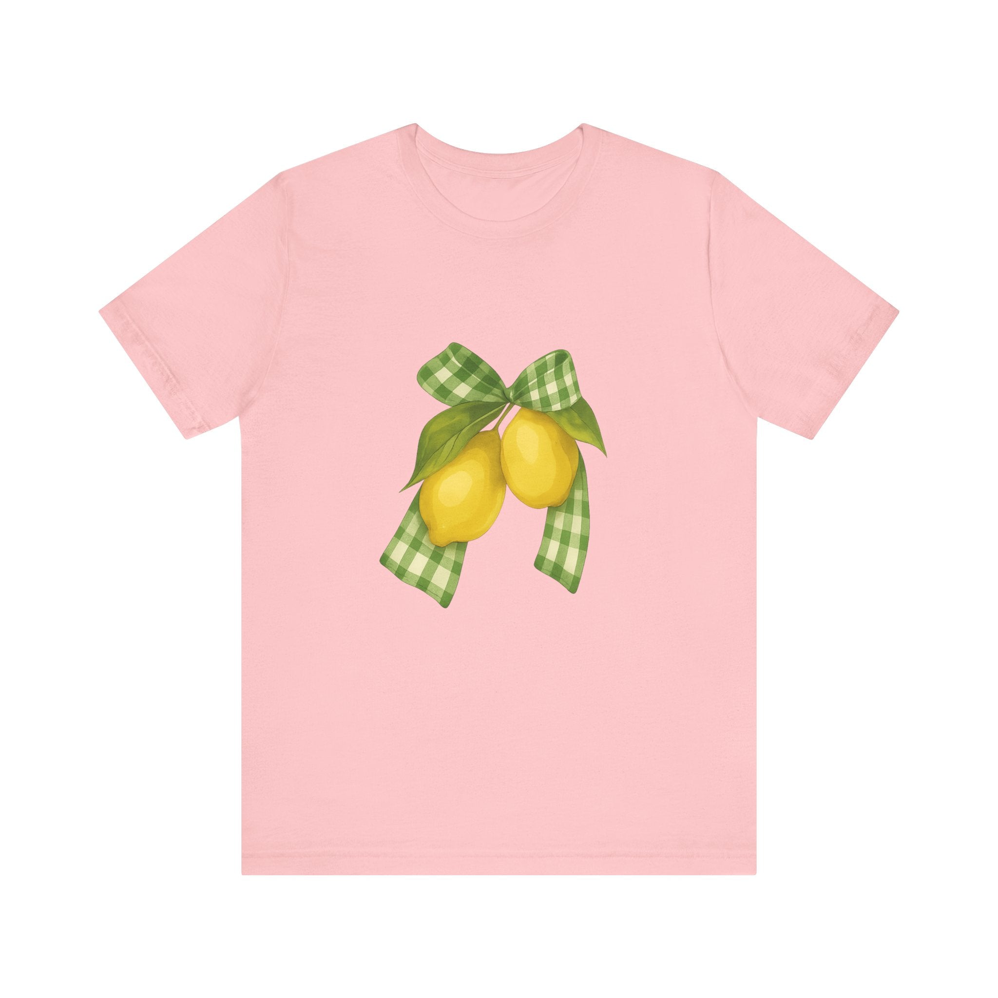 Lemon Bow Tee, Unisex Short Sleeve Shirt, Cute Summer Shirt, Gift for Her, Vintage Style Tee, Lemonade Stand Inspiration