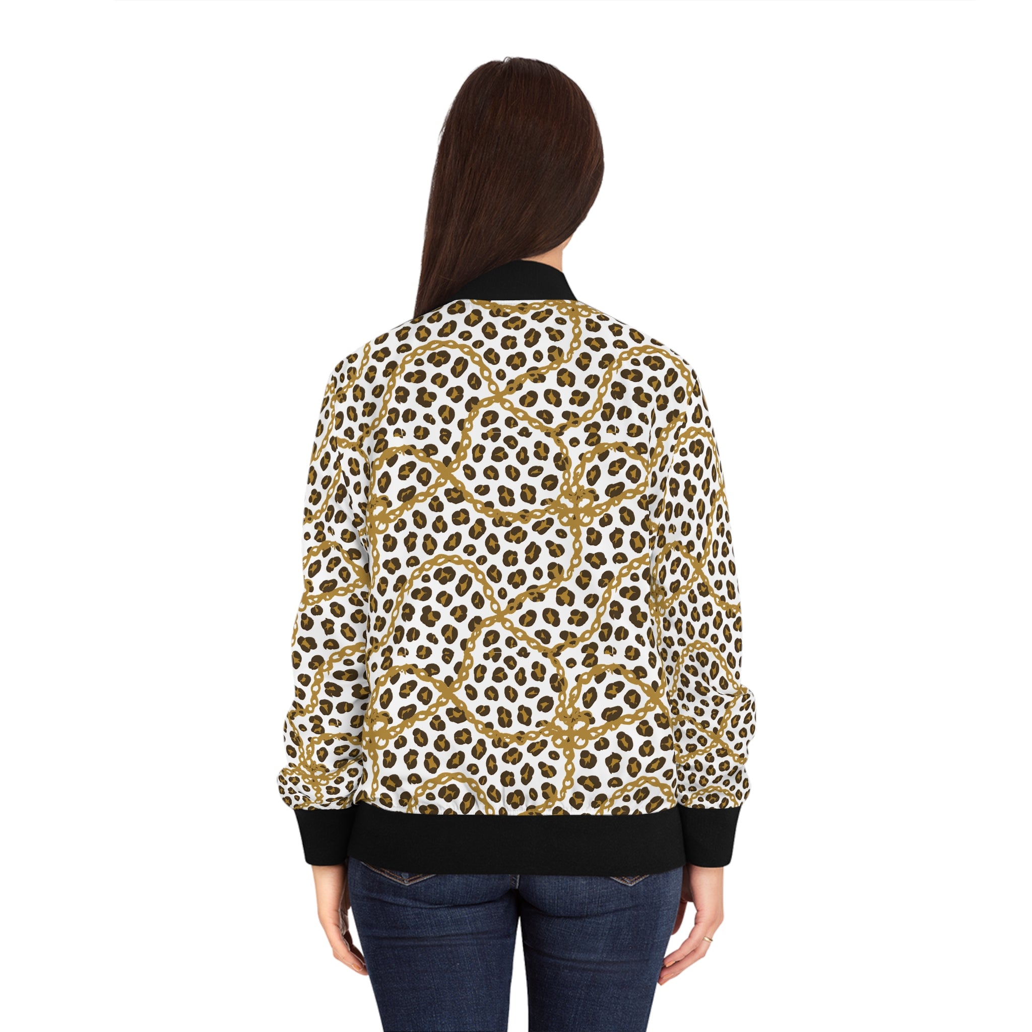 Chic Leopard Print Women's Bomber Jacket, Animal Print Outerwear, Trendy Fashion Jacket, Stylish Layering Piece, Great for Casual Outfits