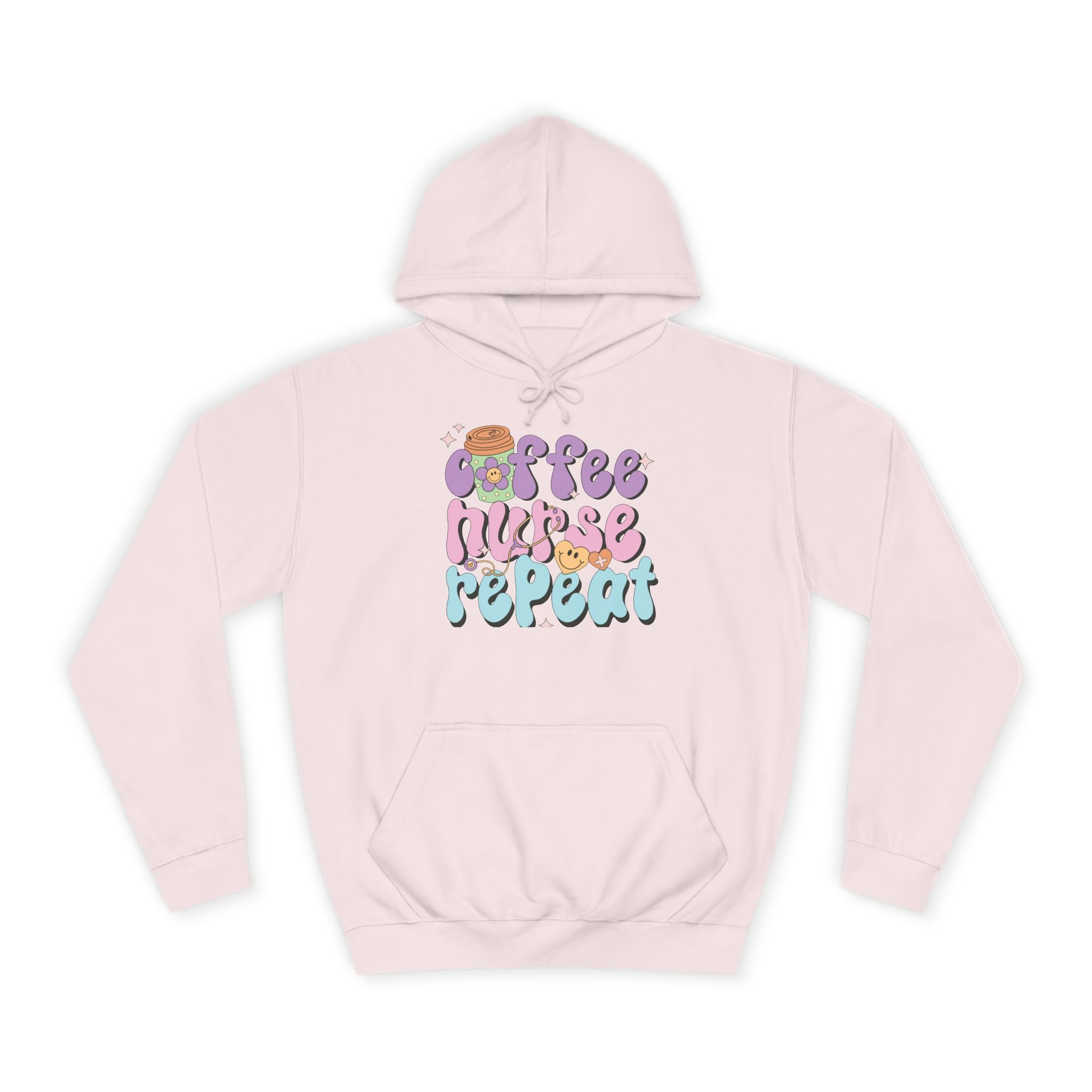 Coffee Nurse Repeat Hoodie - Cozy Gift for Nurses, College Wear, Everyday Comfort, Nursing School, Cute Casual Apparel