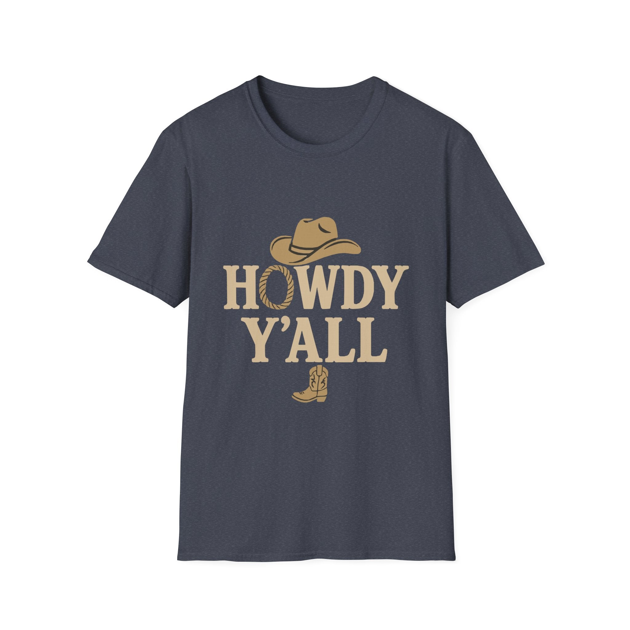 Howdy Y'all Western T-Shirt, Cowboy Tee, Country Music Shirt, Gift for Cowpoke, Unisex Softstyle Shirt