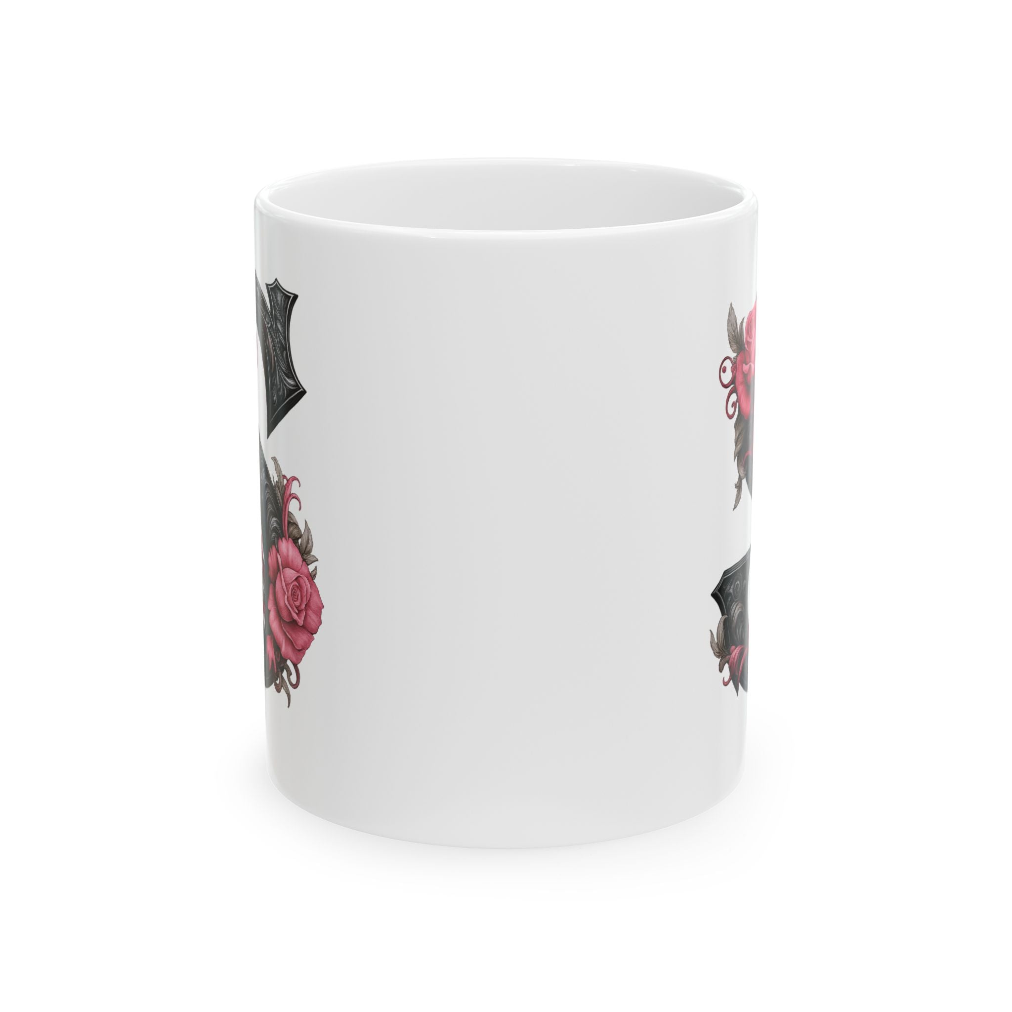 Gothic Floral Ceramic Mug – Unique Coffee Cup, Perfect Gift for Halloween, Birthdays, and Plant Lovers, 11oz & 15oz