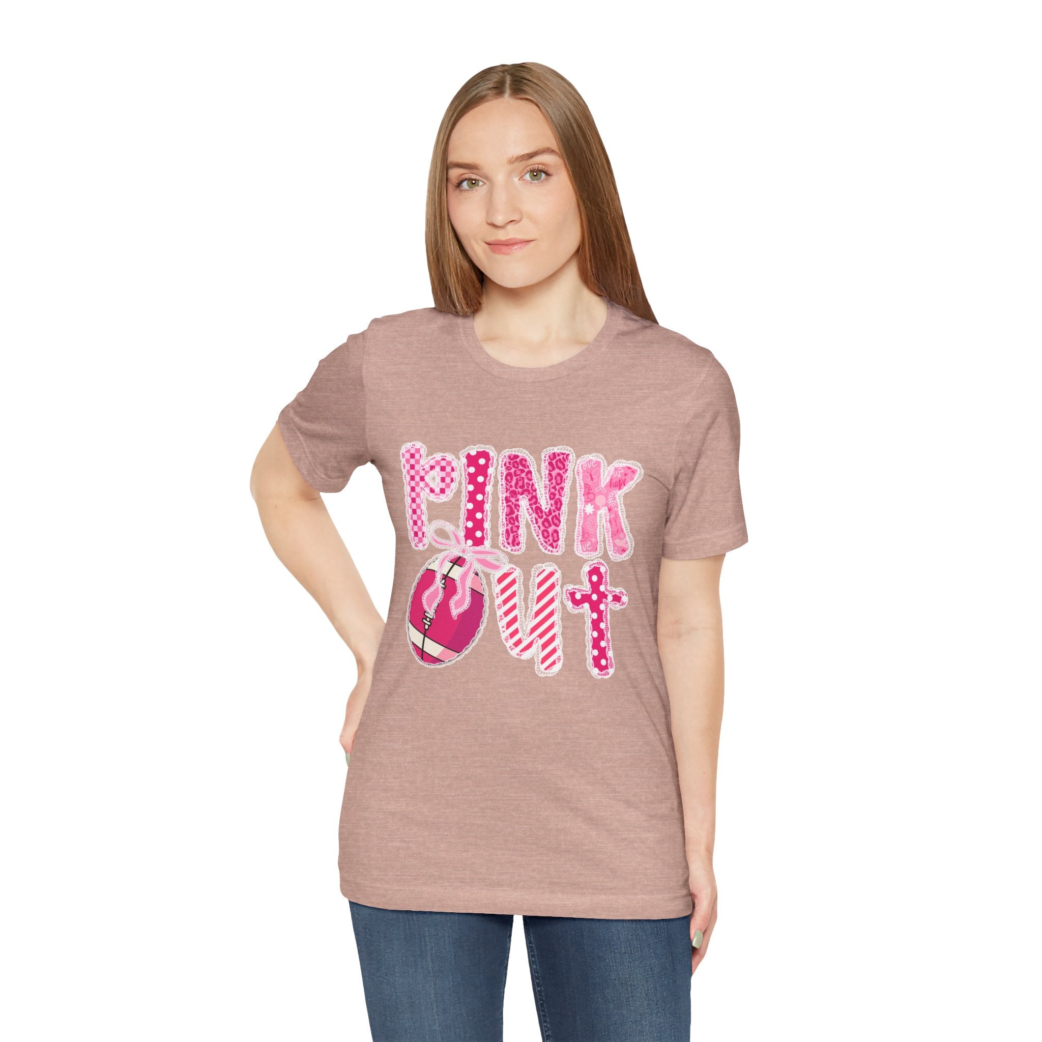 Cute Pink 'PINK OUT' Unisex Tee, Perfect for Breast Cancer Awareness, Casual Wear, Gift for Friends, Fundraising Events, or Team Spirit