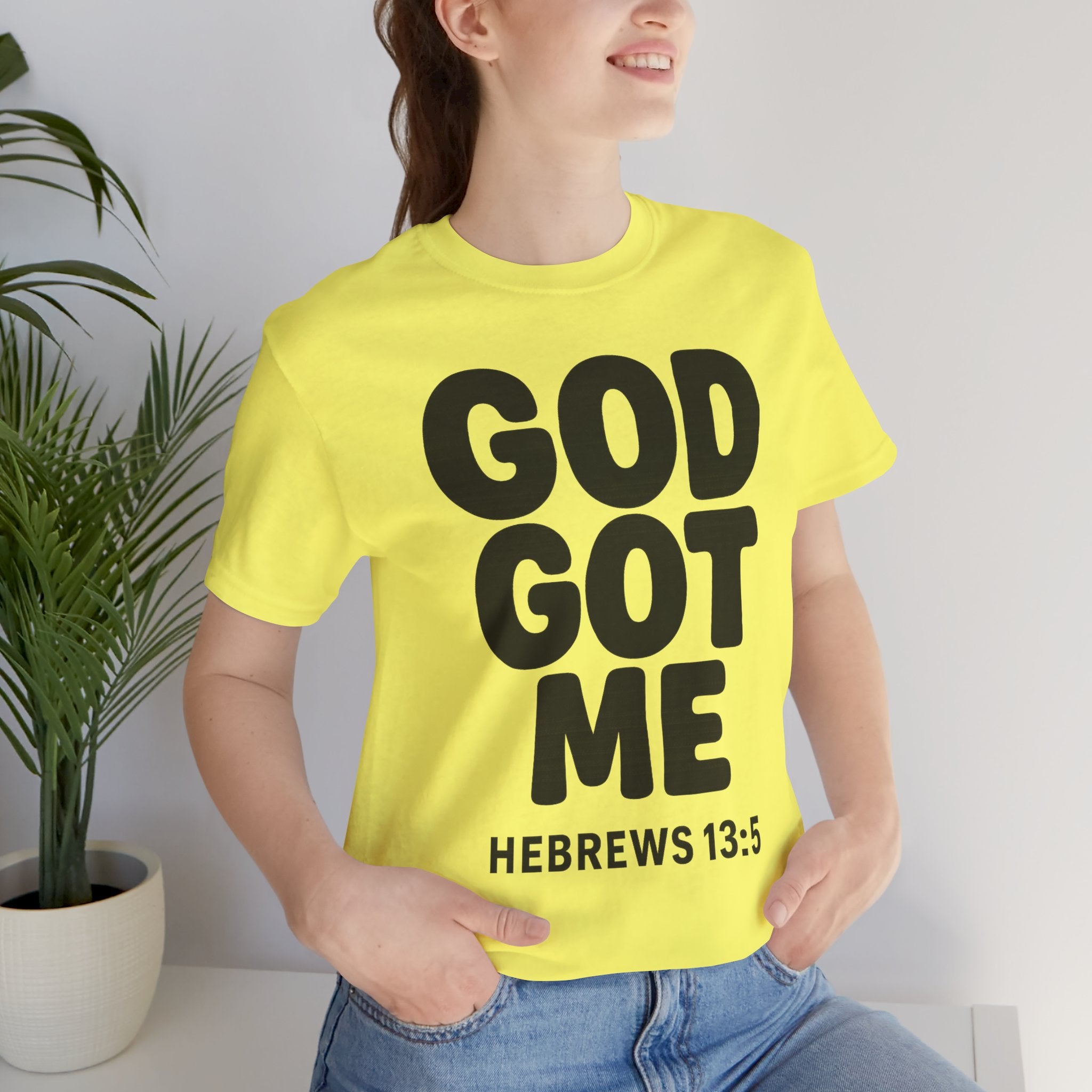 GOD GOT ME Religious T-Shirt, Christian Design. Clothing, Inspirational Tee, Faith Shirt, Unisex Jersey Short Sleeve Tee with