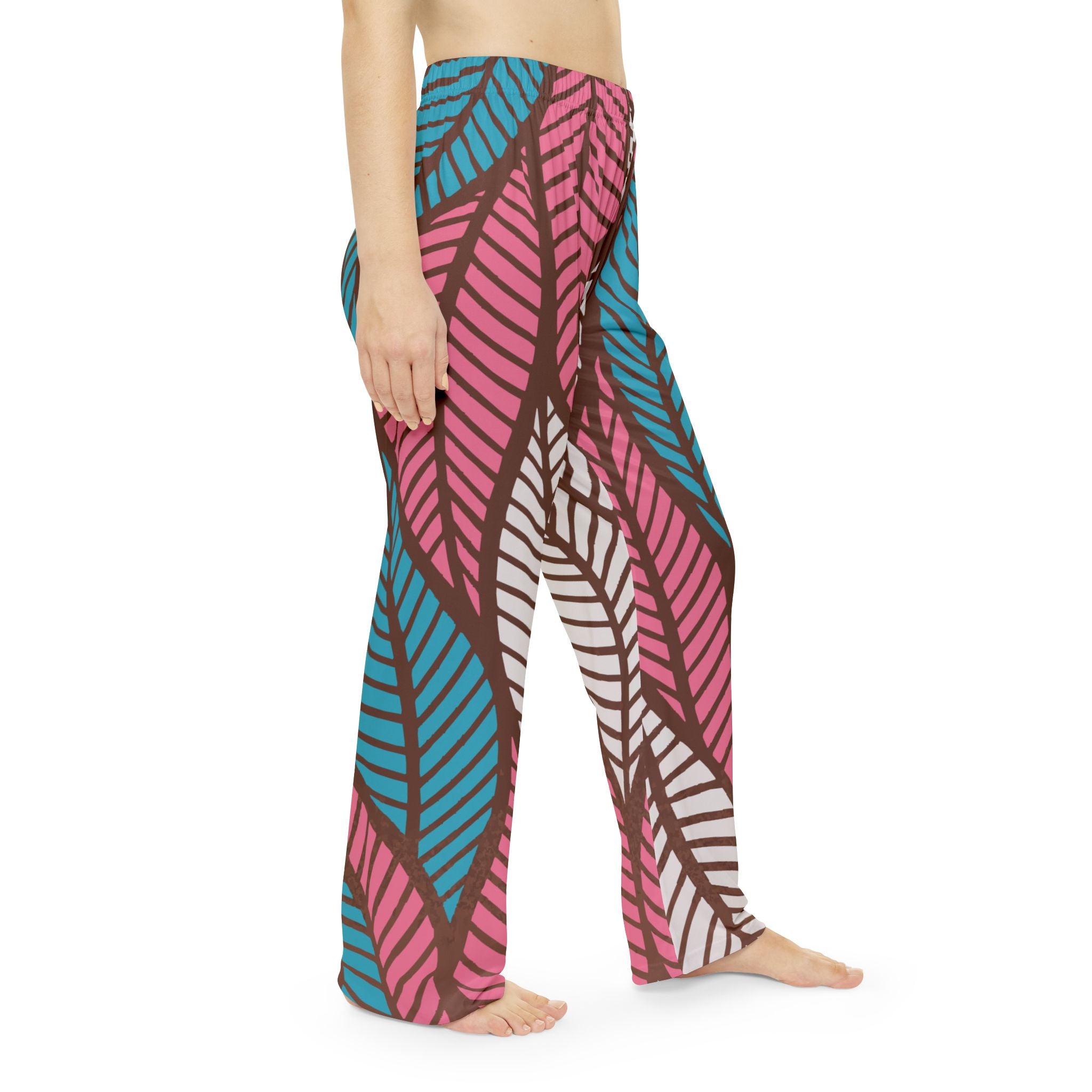 Ankara Leaf Print Women's Pajama Pants, Cozy Sleepwear, Loungewear, Gift for Her, Relaxation Pants, Holiday Fashion