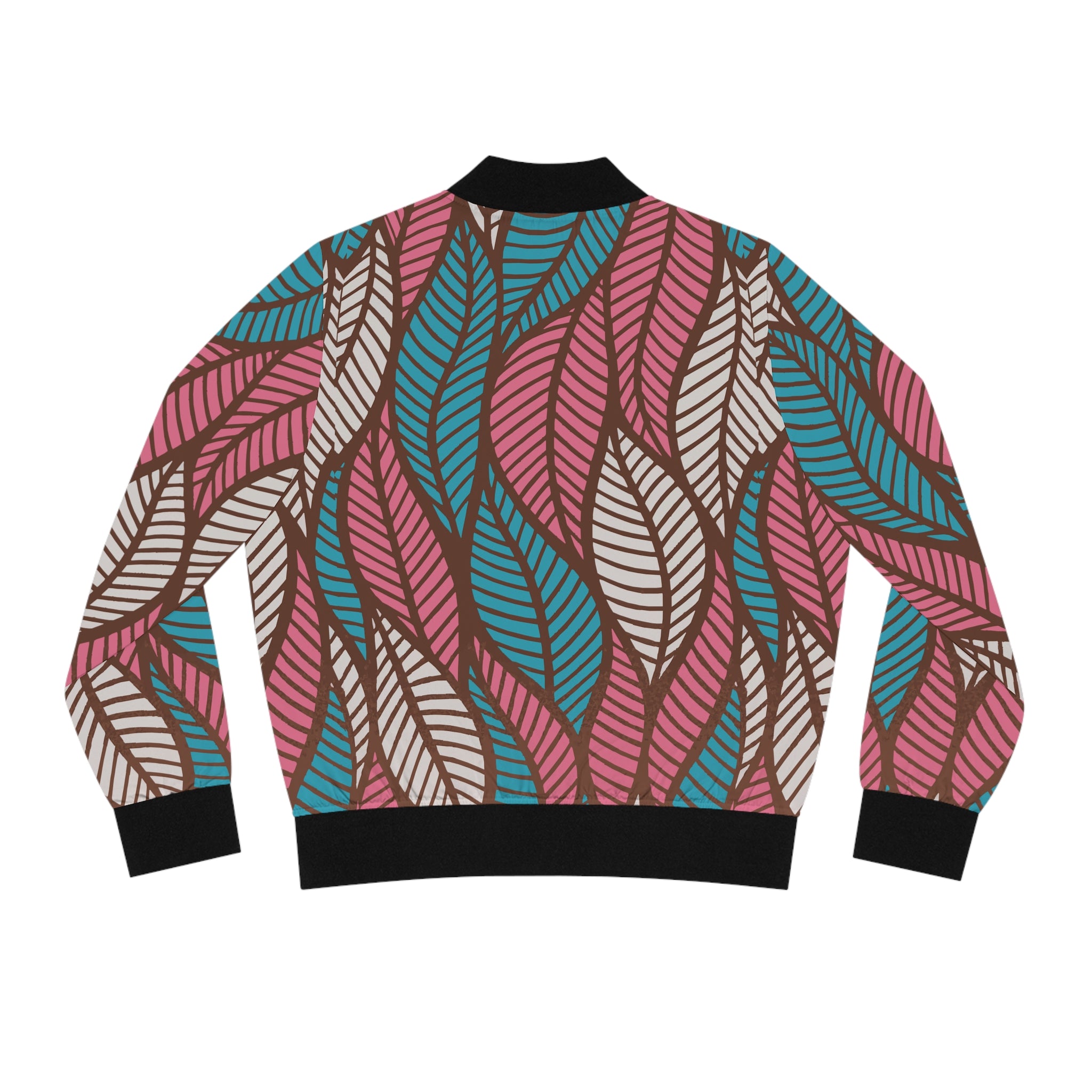 Ankara Women's Bomber Jacket with Leaf Design, Trendy Fall Layering, Stylish Gift for Her, Unique Outfit, Comfortable Fashion Statement