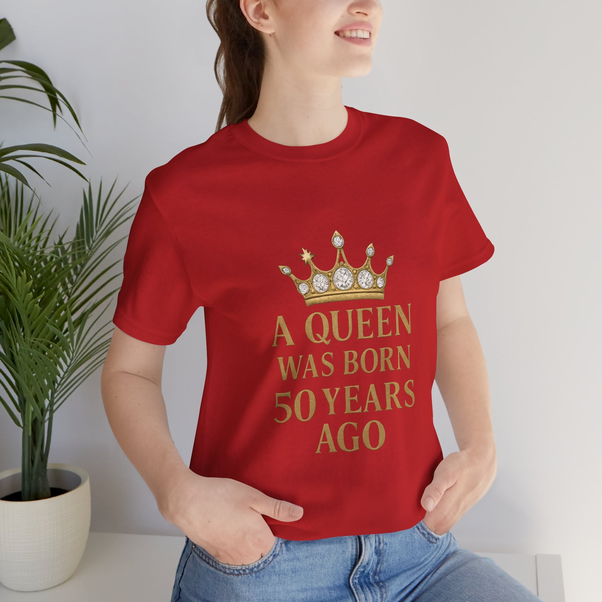 50th Birthday Queen Tee, A Queen Was Born 50 Years Ago Shirt, Anniversary Gift, Retro T-Shirt, Crown Design Tee