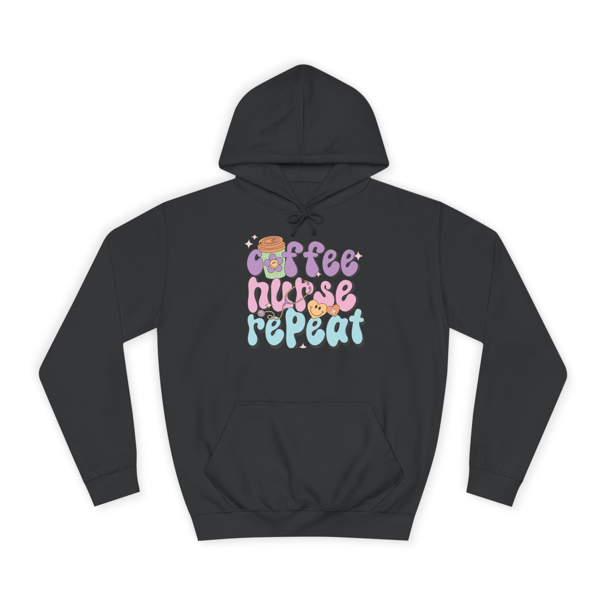 Coffee Nurse Repeat Hoodie - Cozy Gift for Nurses, College Wear, Everyday Comfort, Nursing School, Cute Casual Apparel