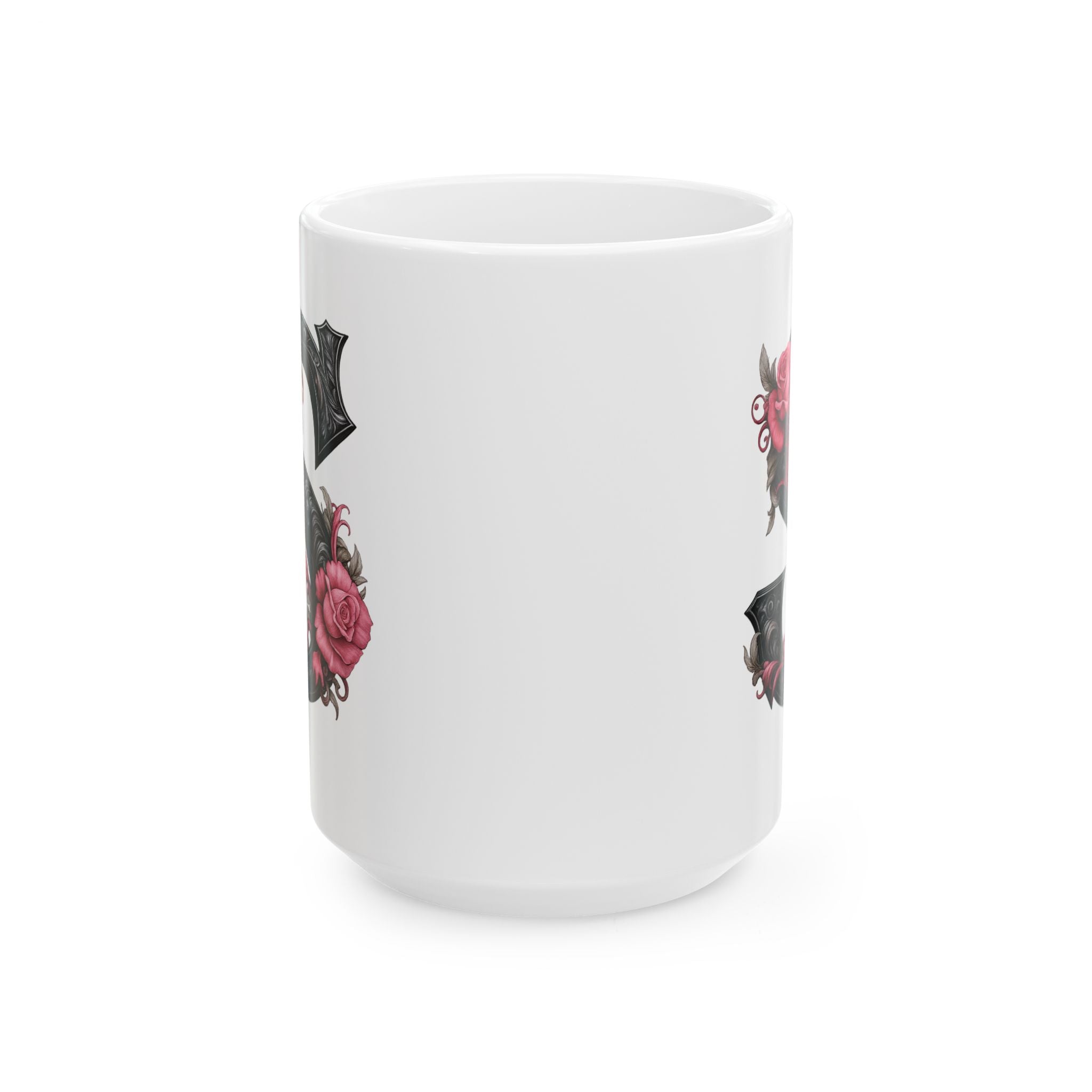 Gothic Floral Ceramic Mug – Unique Coffee Cup, Perfect Gift for Halloween, Birthdays, and Plant Lovers, 11oz & 15oz