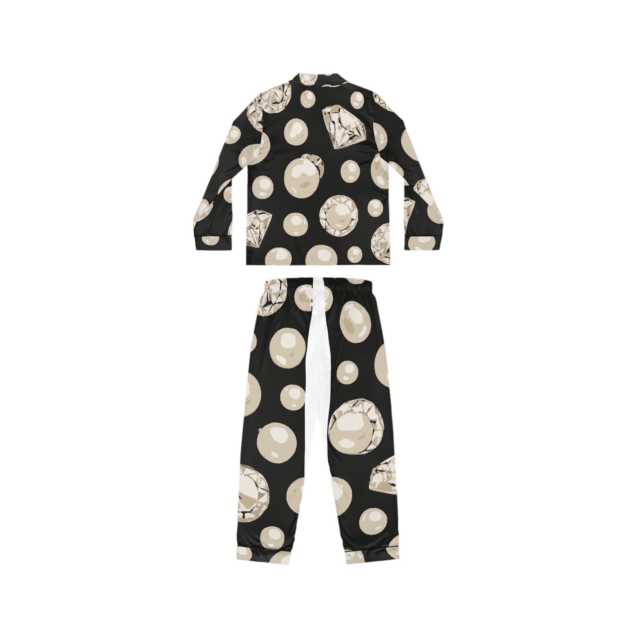 Luxurious Diamond Print Satin Pajamas, Women's Sleepwear, Elegant Loungewear, Cozy Gift for Her, Stylish Pajama Set